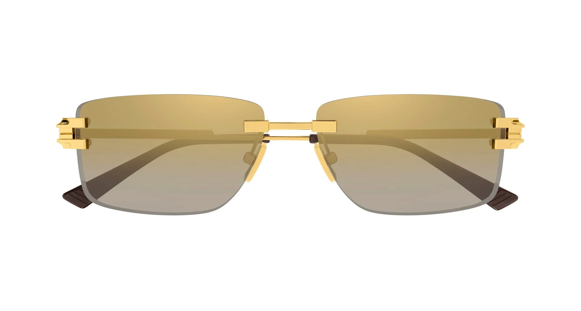 Bottega Veneta BV1511S 002 Occhiali da sole Metallo Oro Grigio Squadrata Specchiato - immagine 2