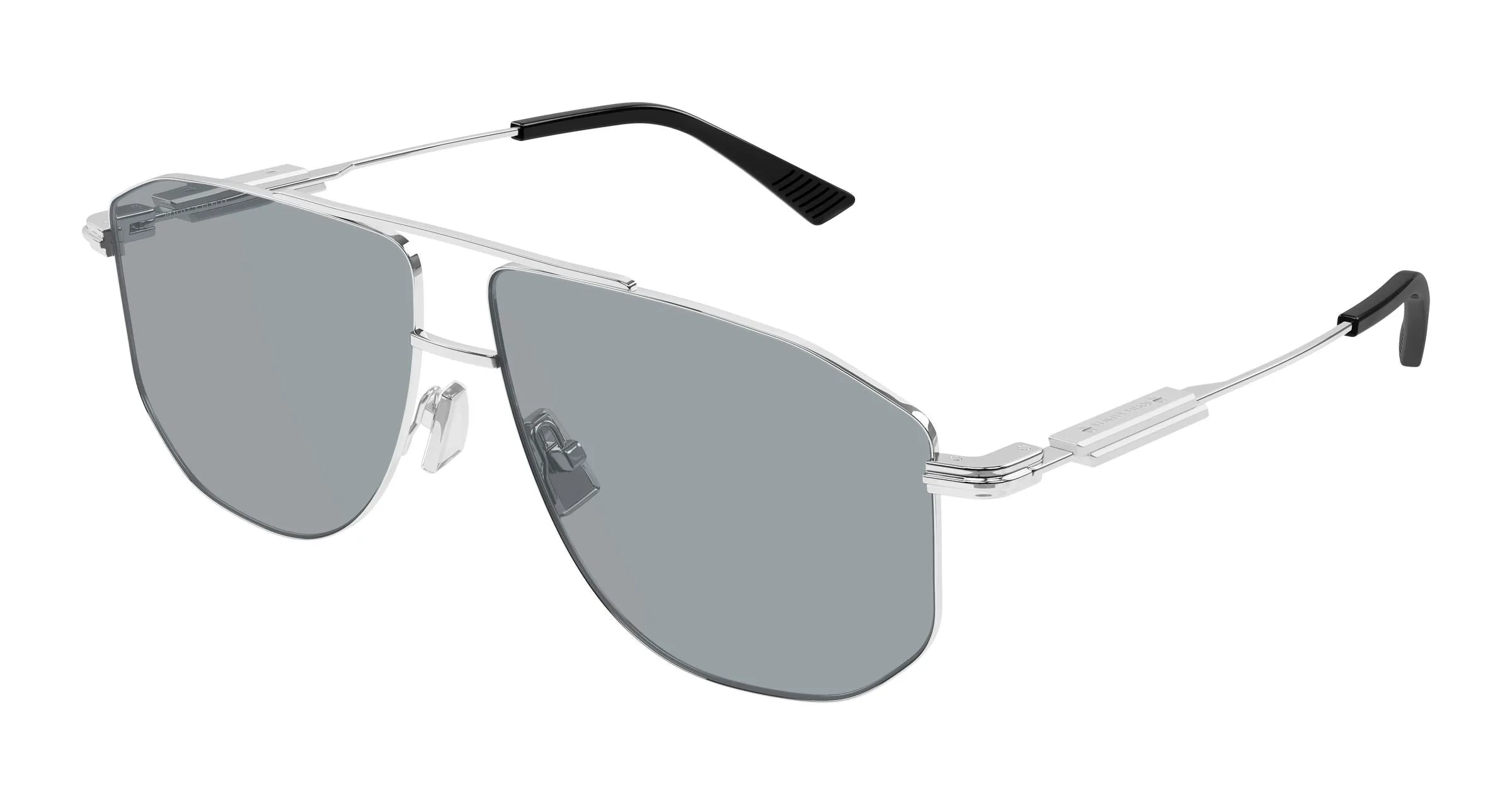 Bottega Veneta BV1509S 005 Occhiali da sole Metallo Argento Grigio Pilot Antiriflesso - immagine 1