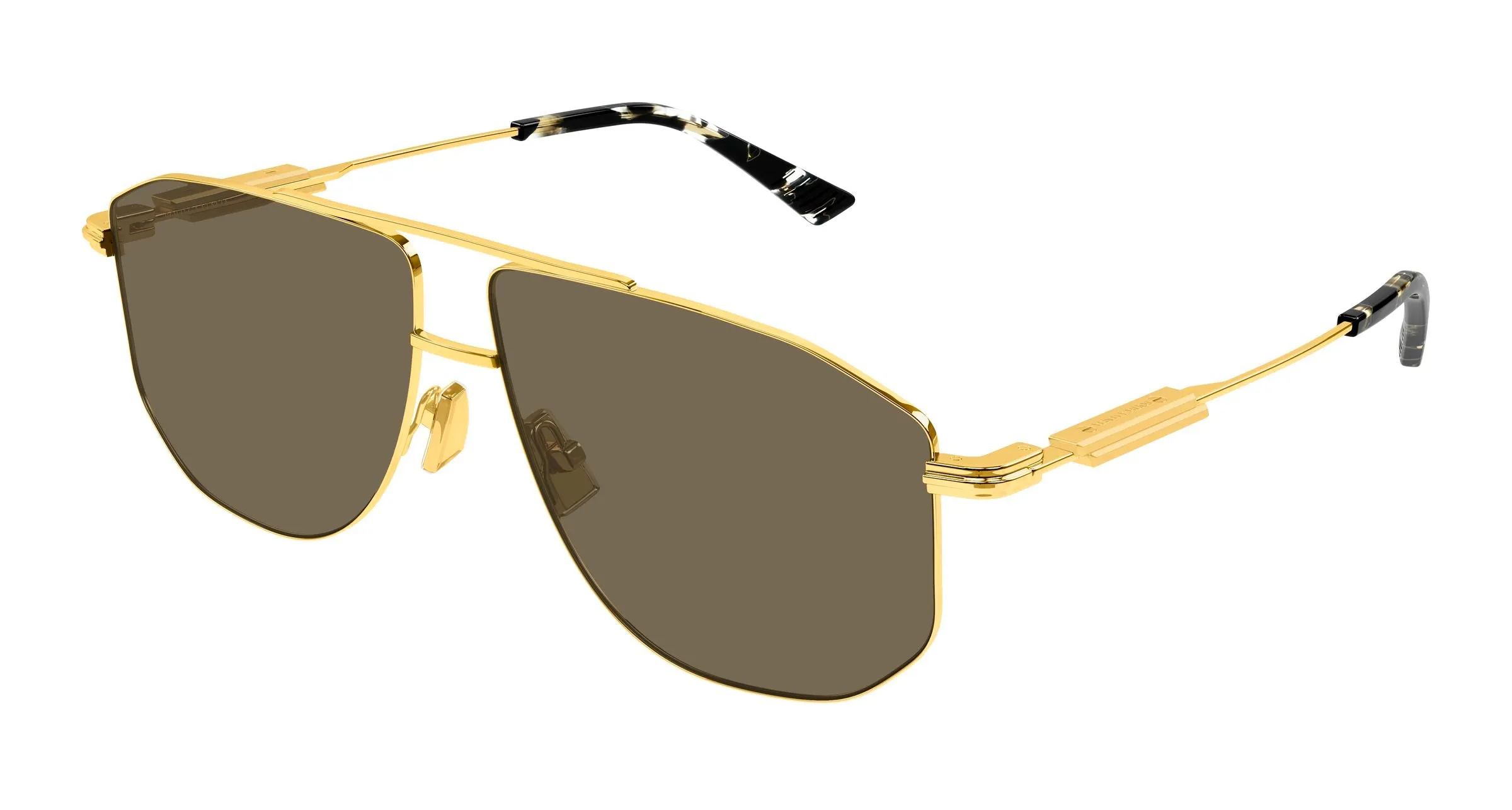Bottega Veneta BV1509S 003 Occhiali da sole Metallo Oro Marrone Pilot Antiriflesso - immagine 1
