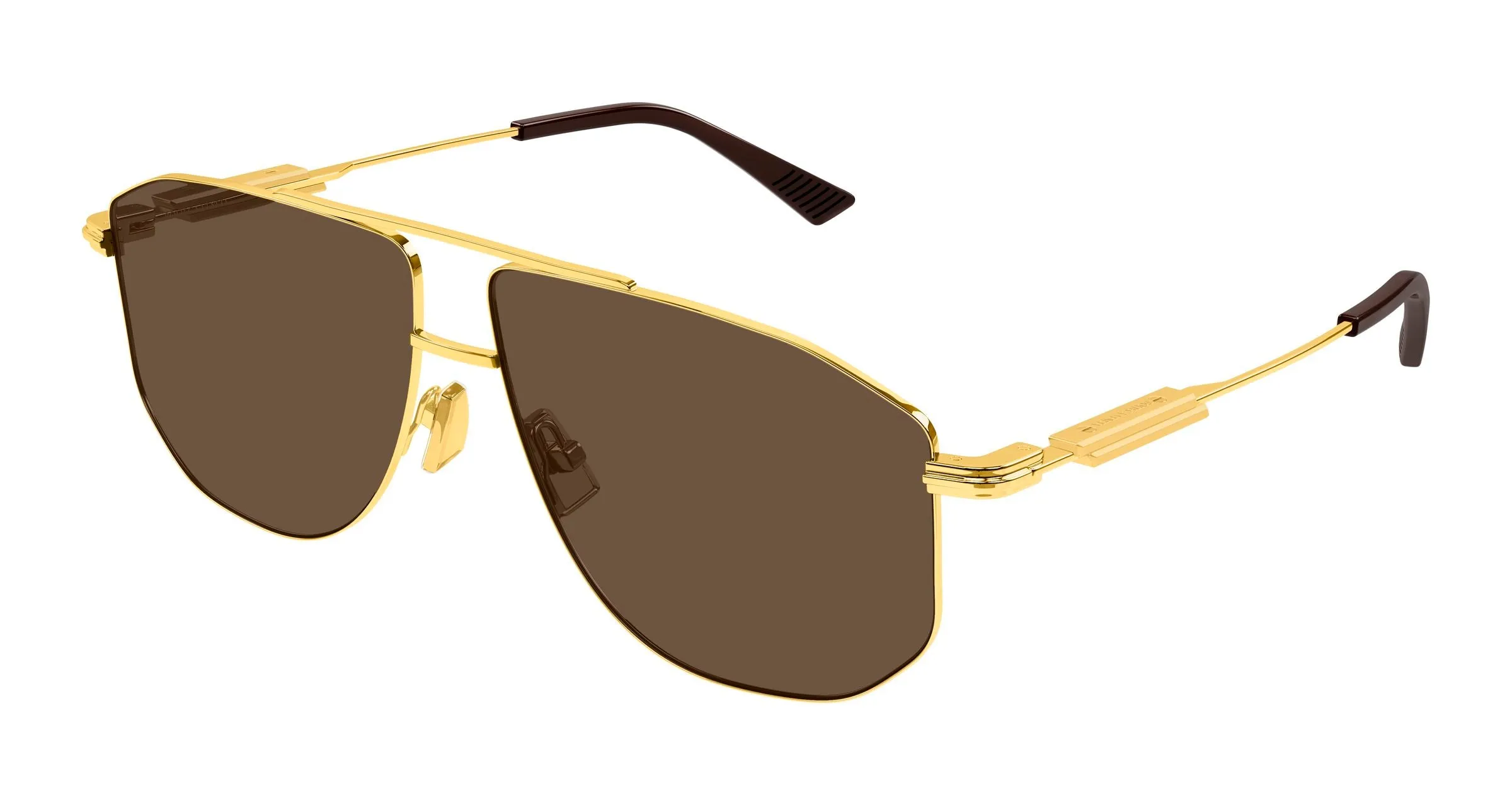 Bottega Veneta BV1509S 002 Occhiali da sole Metallo Oro Marrone Pilot - immagine 1