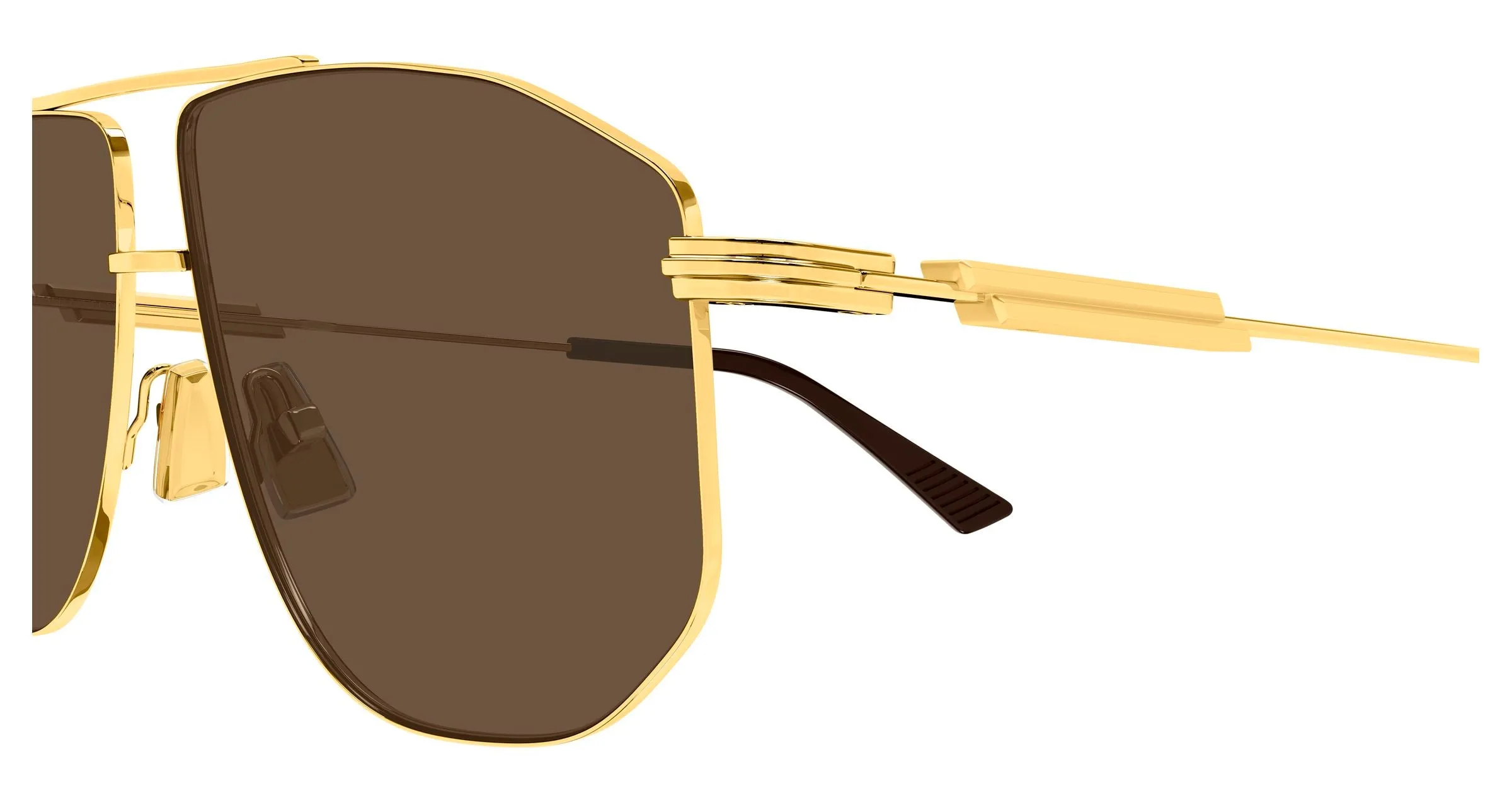 Bottega Veneta BV1509S 002 Occhiali da sole Metallo Oro Marrone Pilot - immagine 3