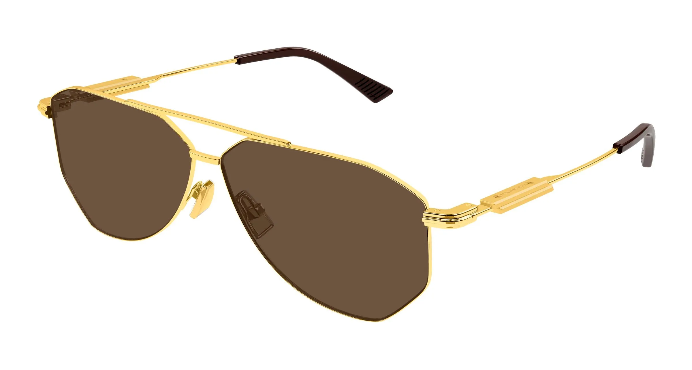 Bottega Veneta BV1508S 002 Occhiali da sole Metallo Oro Marrone Pilot - immagine 1