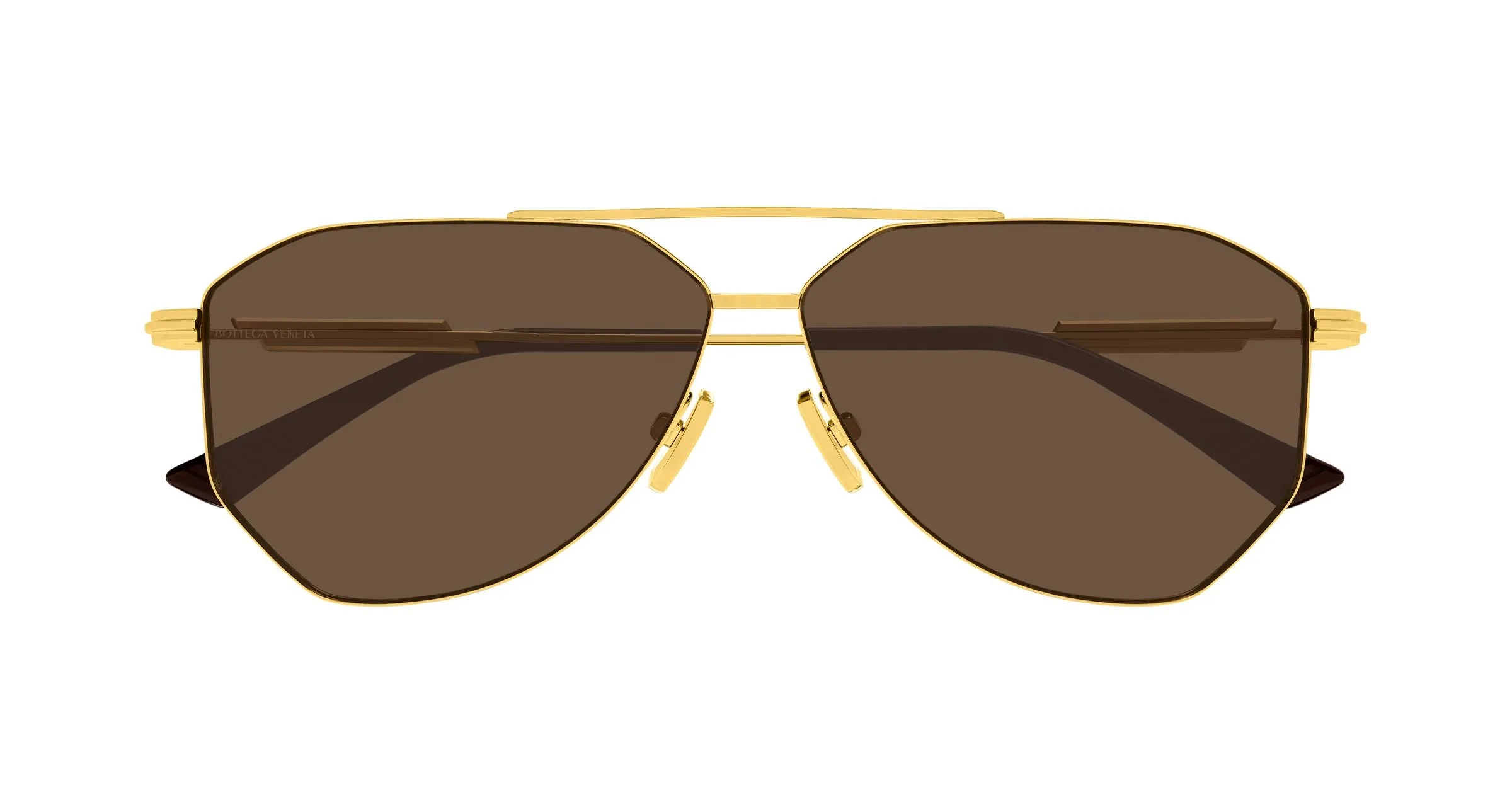 Bottega Veneta BV1508S 002 Occhiali da sole Metallo Oro Marrone Pilot - immagine 2