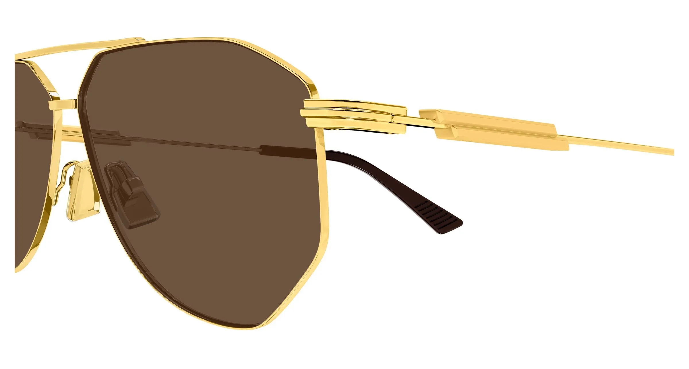Bottega Veneta BV1508S 002 Occhiali da sole Metallo Oro Marrone Pilot - immagine 3