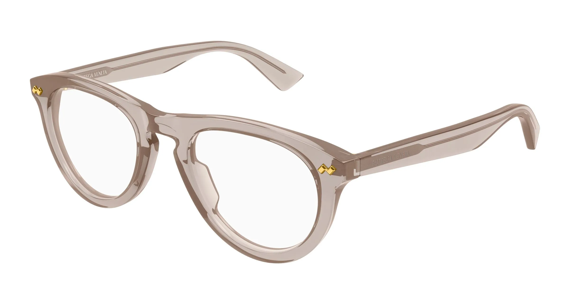 Bottega Veneta BV1507O 009 Montature da vista Acetato Marrone Trasparente Rotonda - immagine 1