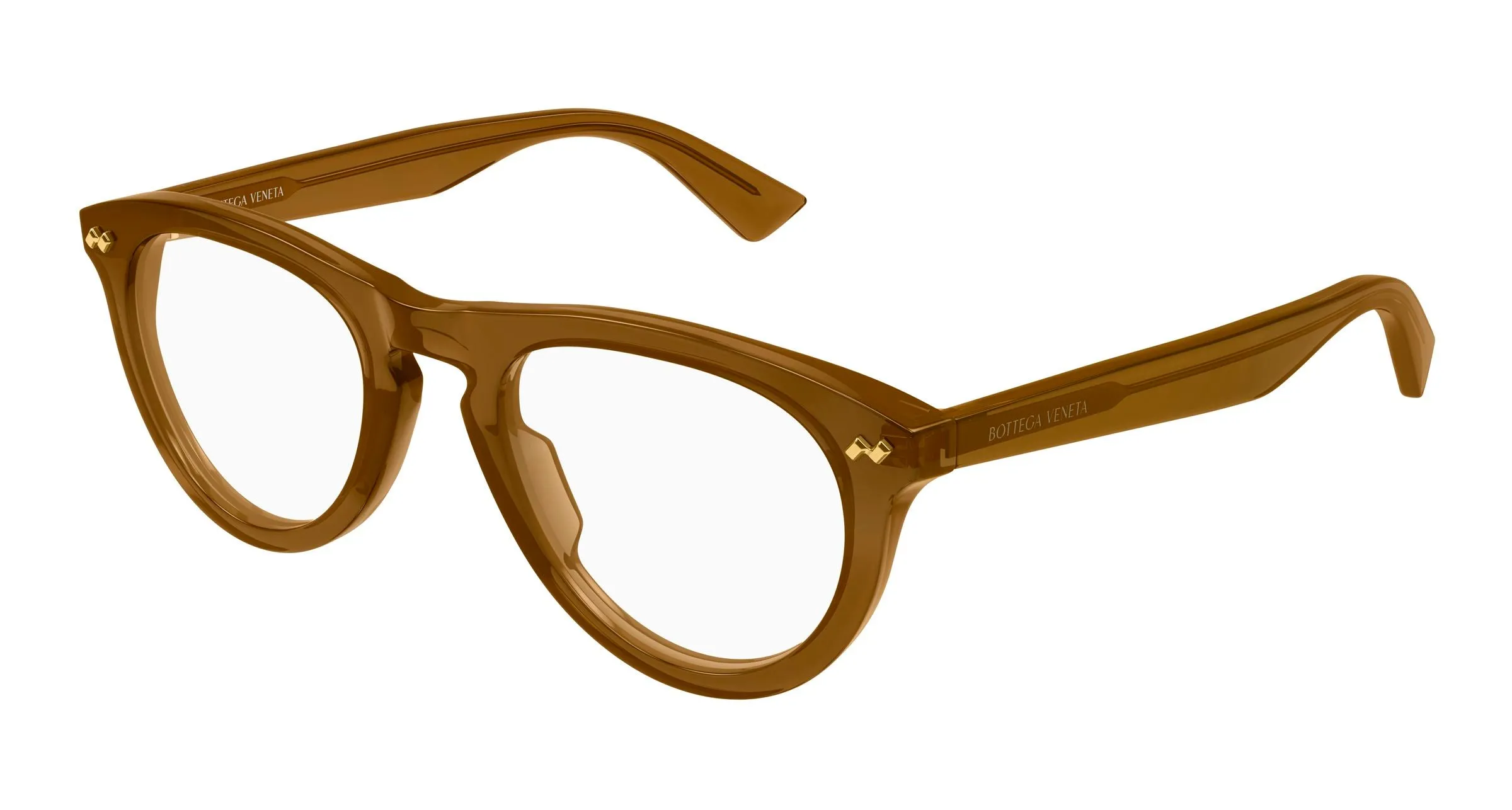 Bottega Veneta BV1507O 008 Montature da vista Acetato Marrone Trasparente Rotonda - immagine 1