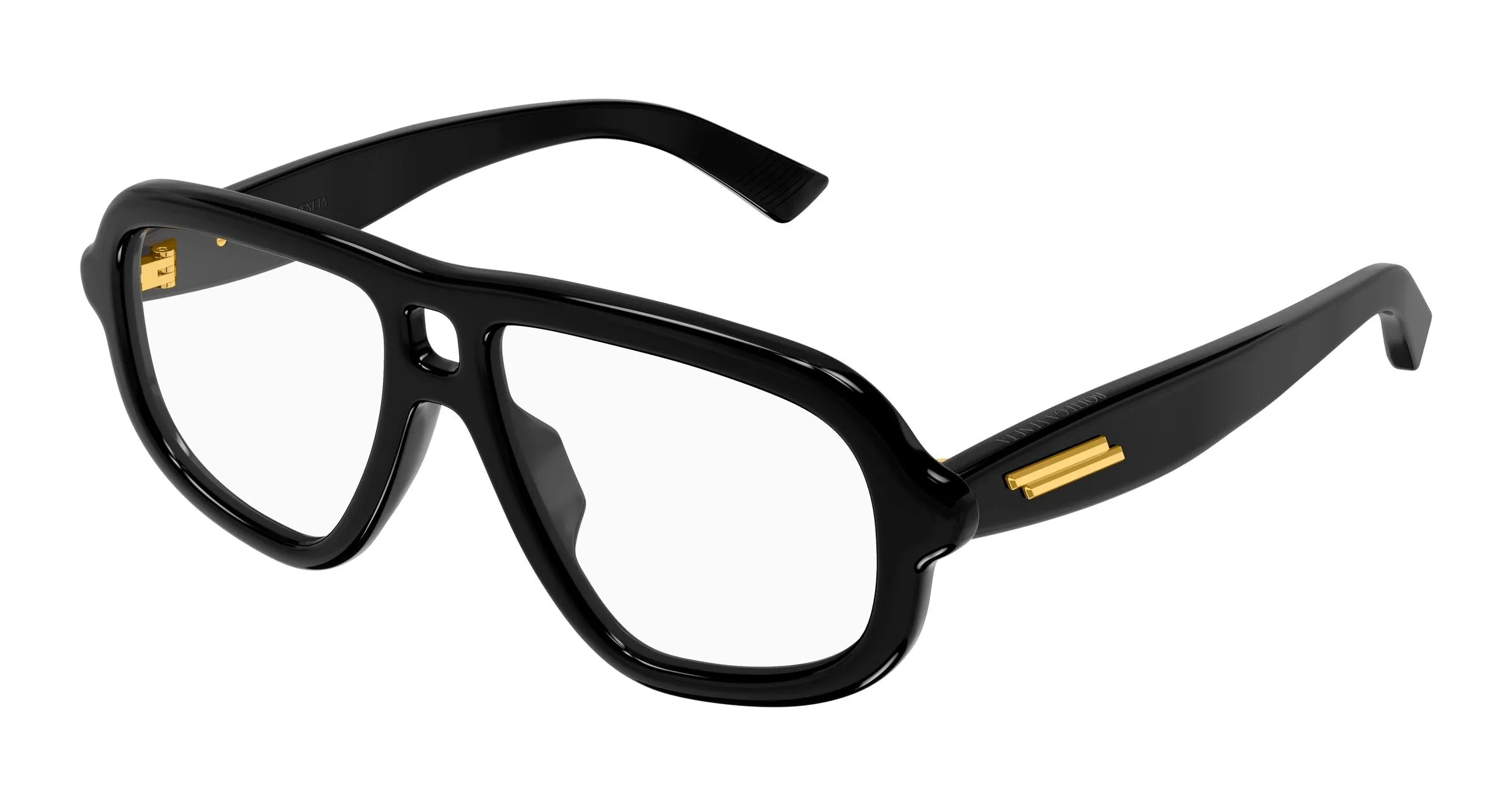 Bottega Veneta BV1495O 004 Montature da vista Acetato Nero Trasparente Pilot - immagine 1