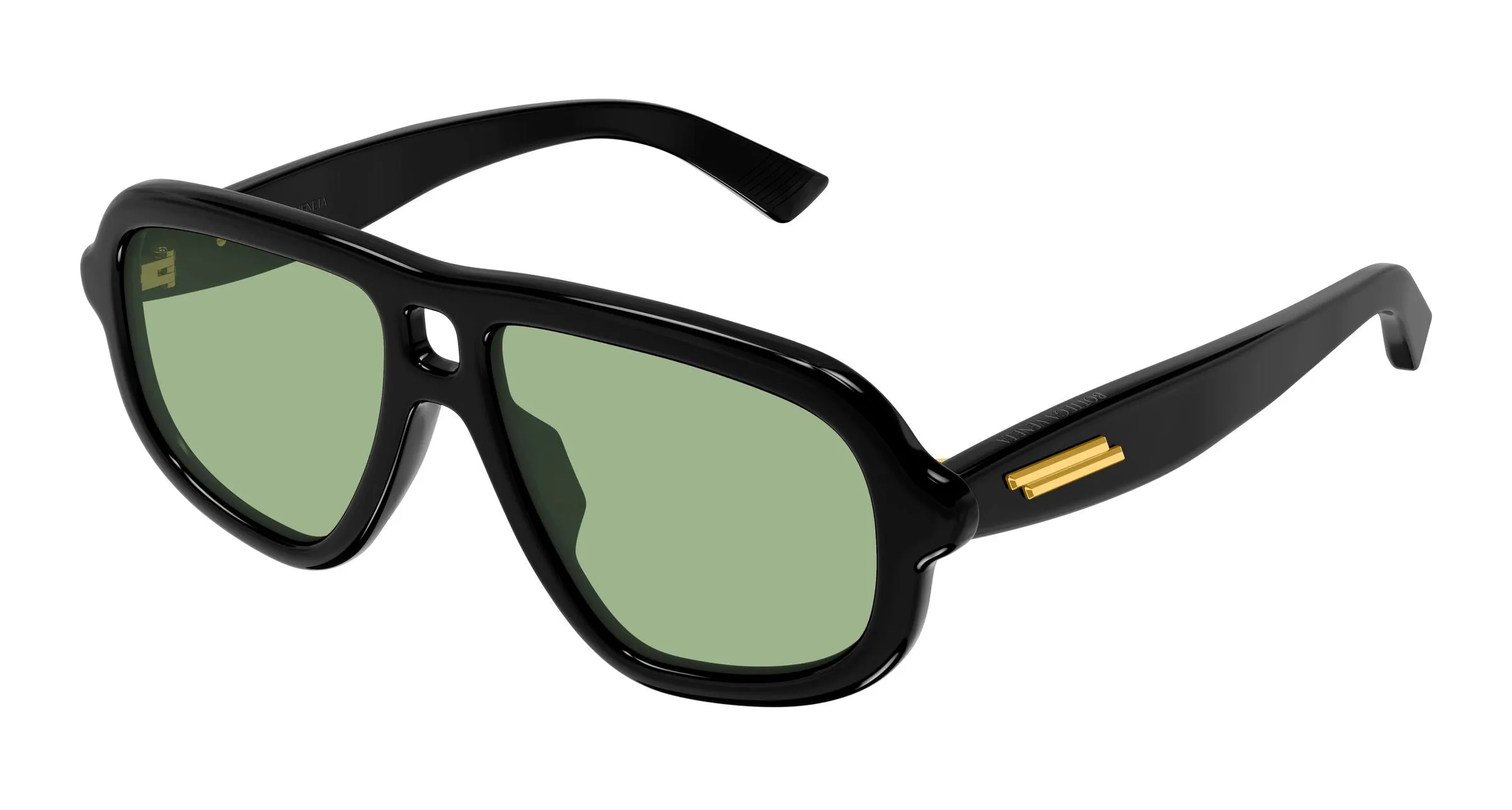 Bottega Veneta BV1494S 003 Occhiali da sole Acetato Nero Verde Pilot - immagine 1