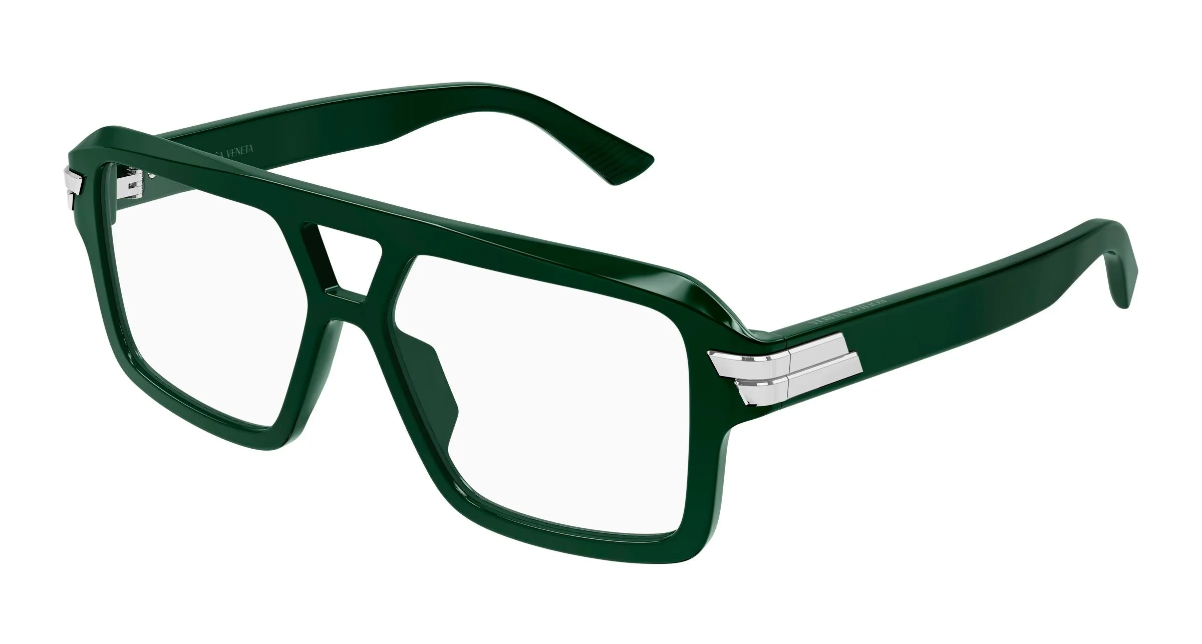 Bottega Veneta BV1491O 005 Montature da vista Acetato Verde Trasparente Pilot - immagine 1
