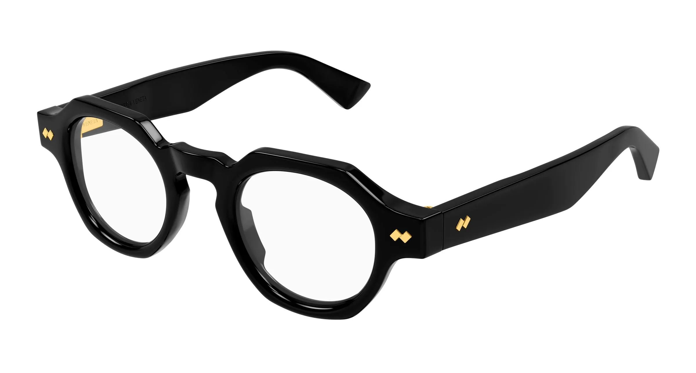 Bottega Veneta BV1487O 006 Montature da vista Acetato Nero Trasparente Rotonda - immagine 1