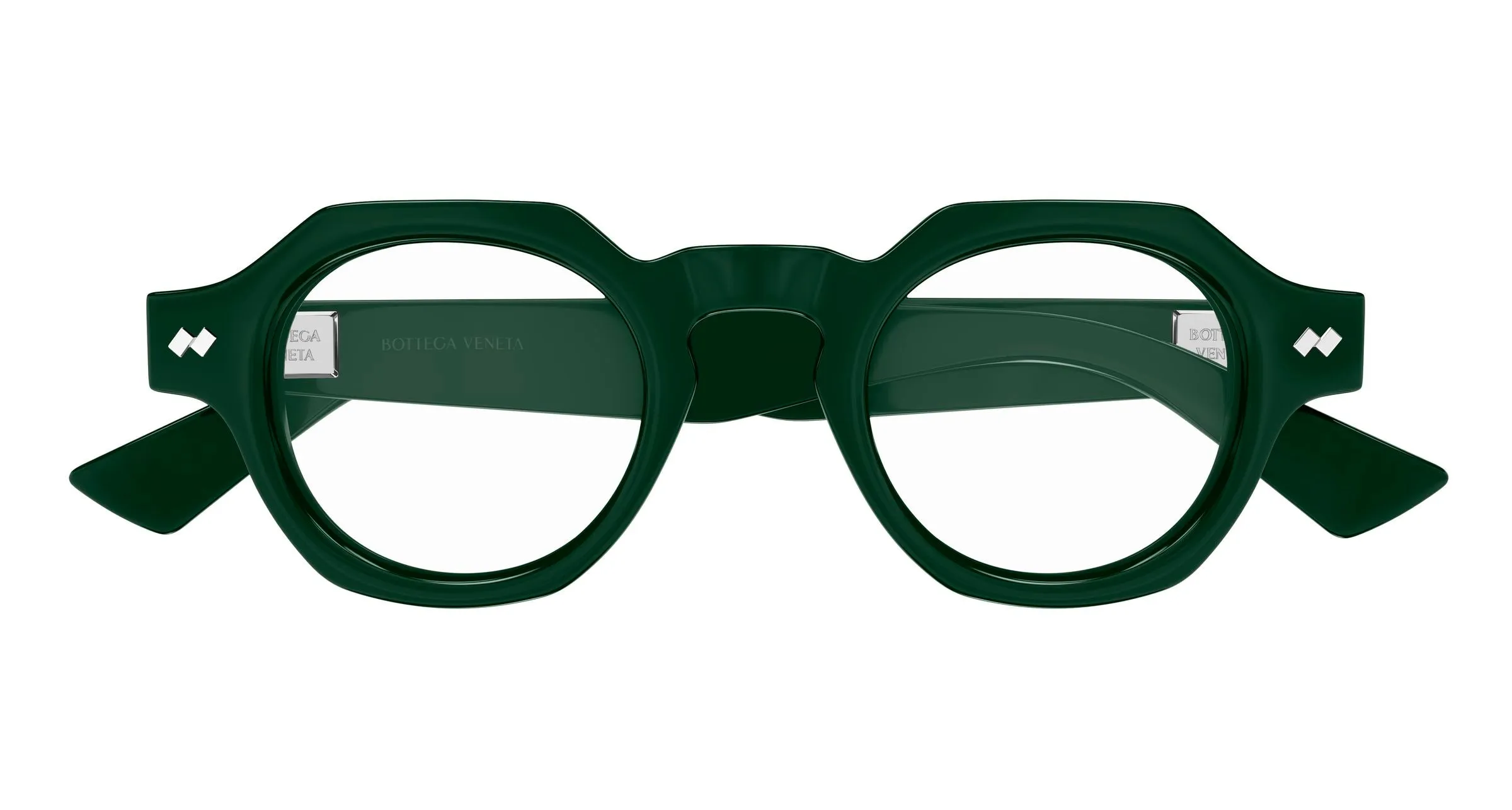 Bottega Veneta BV1487O 005 Montature da vista Acetato Verde Trasparente Rotonda - immagine 2