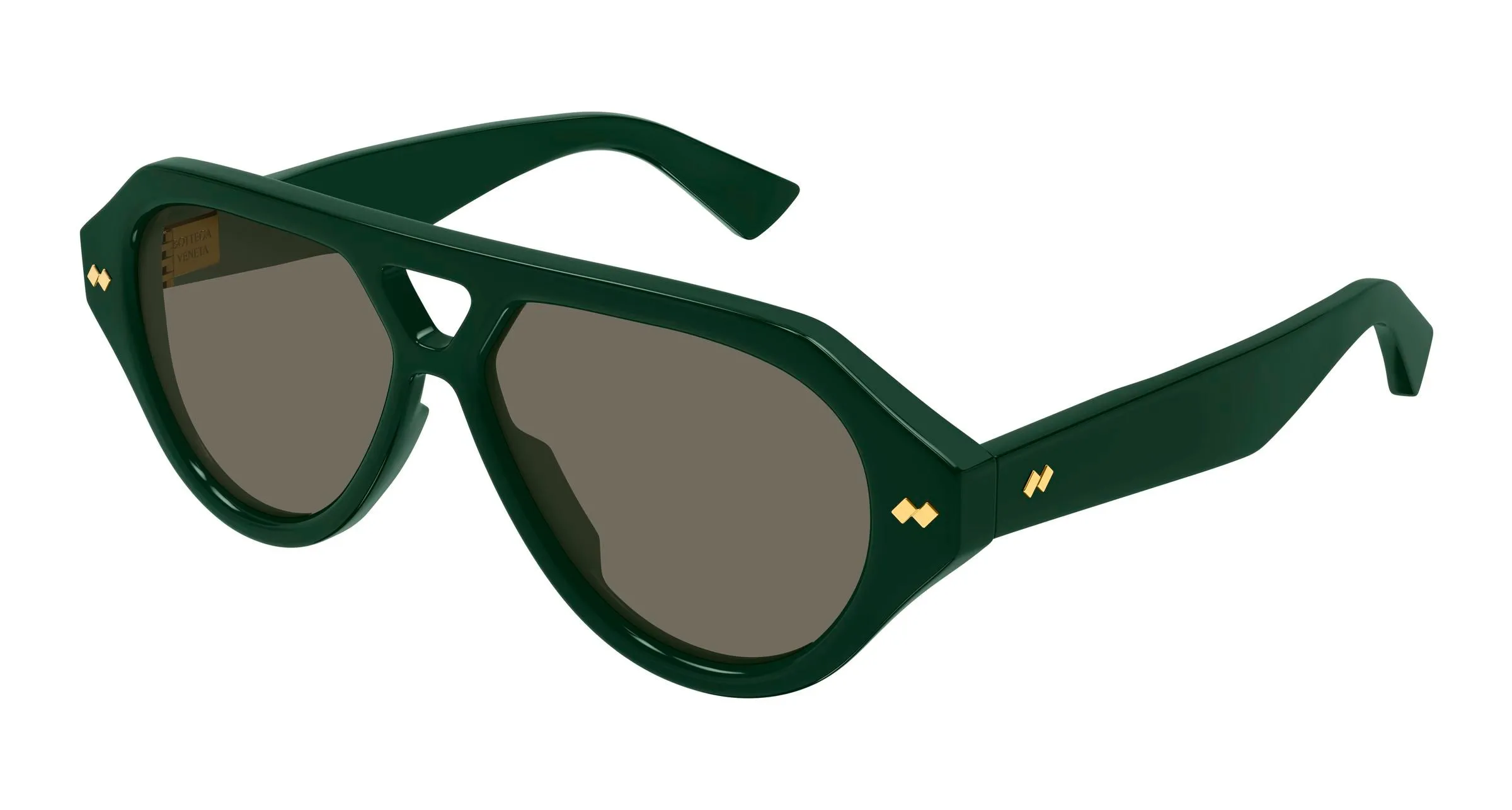 Bottega Veneta BV1485S 005 Occhiali da sole Acetato Verde Marrone Pilot - immagine 1