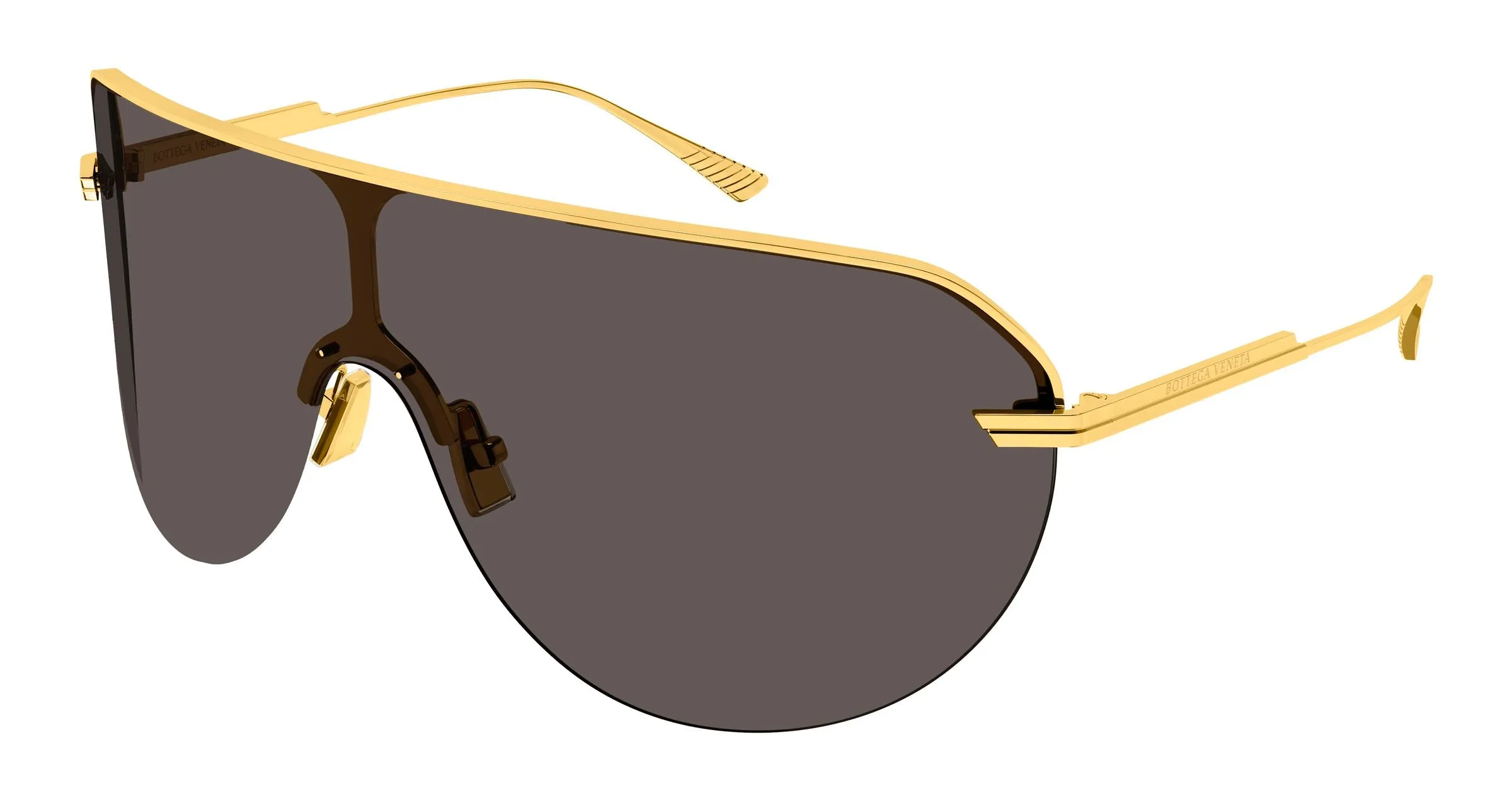 Bottega Veneta BV1478S 003 Occhiali da sole Metallo Oro Marrone Avvolgente - immagine 1
