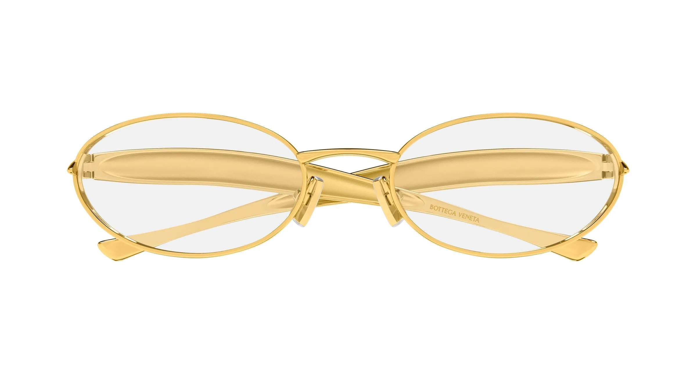 Bottega Veneta BV1386S 008 Occhiali da sole Metallo Oro Trasparente Rotonda - immagine 2