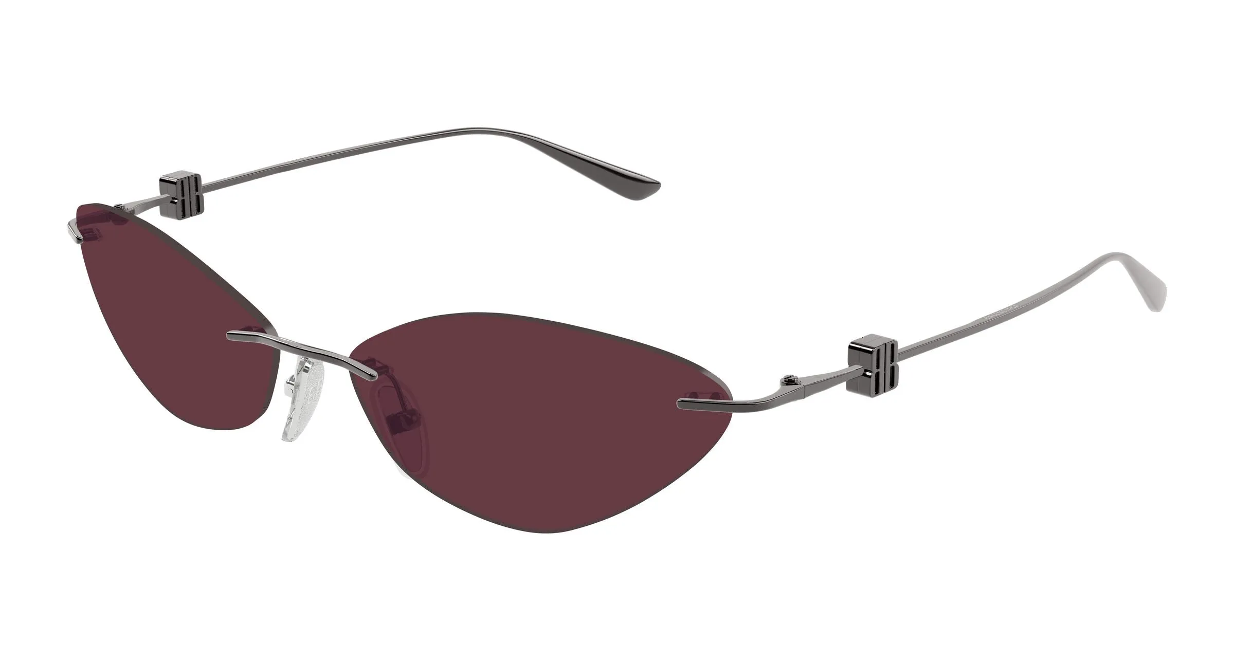 Balenciaga BB0536S 004 Occhiali da sole Metallo Rutenio Rosso Geometrica - immagine 1