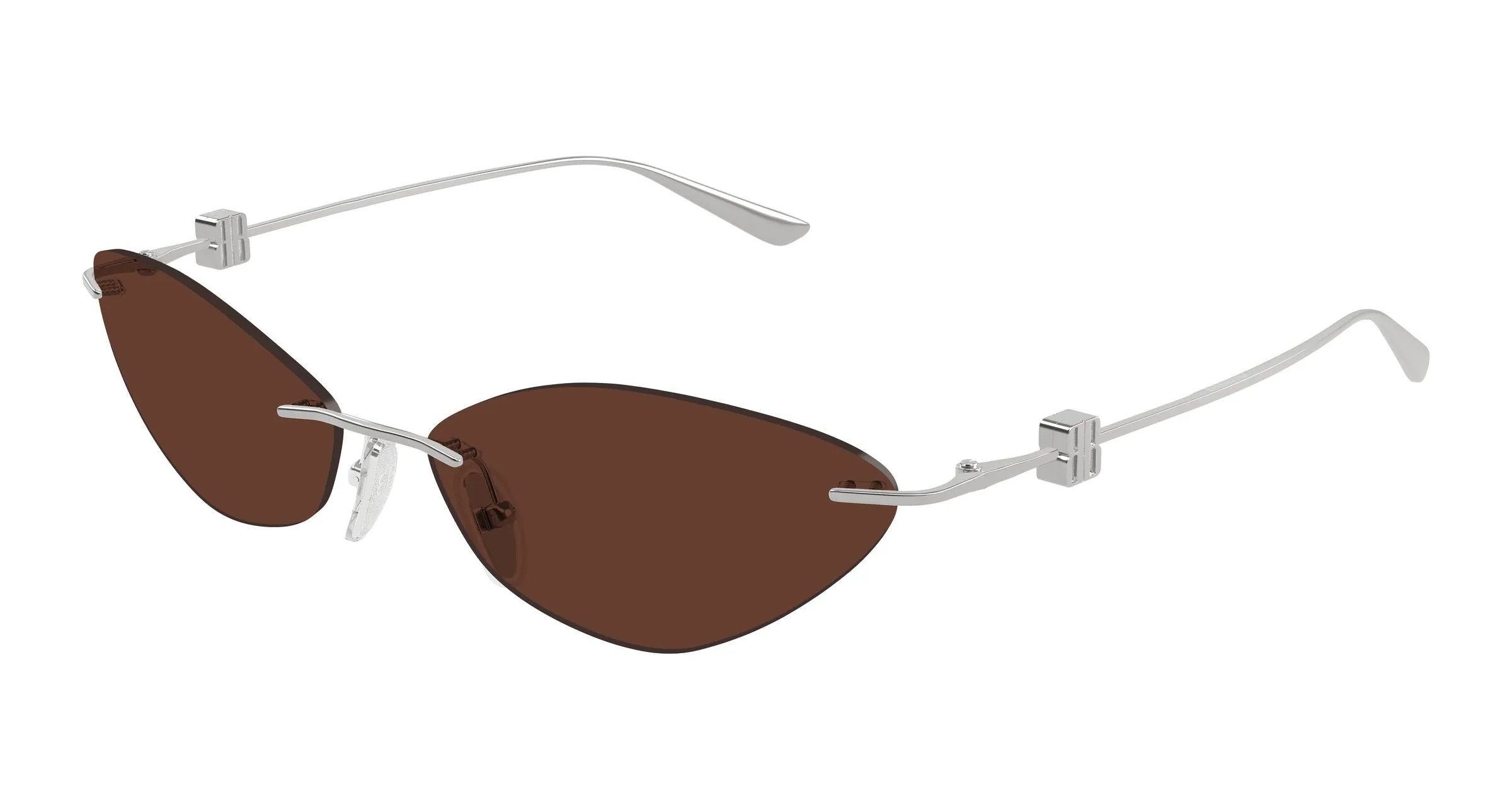 Balenciaga BB0536S 002 Occhiali da sole Metallo Rutenio Marrone Geometrica - immagine 1