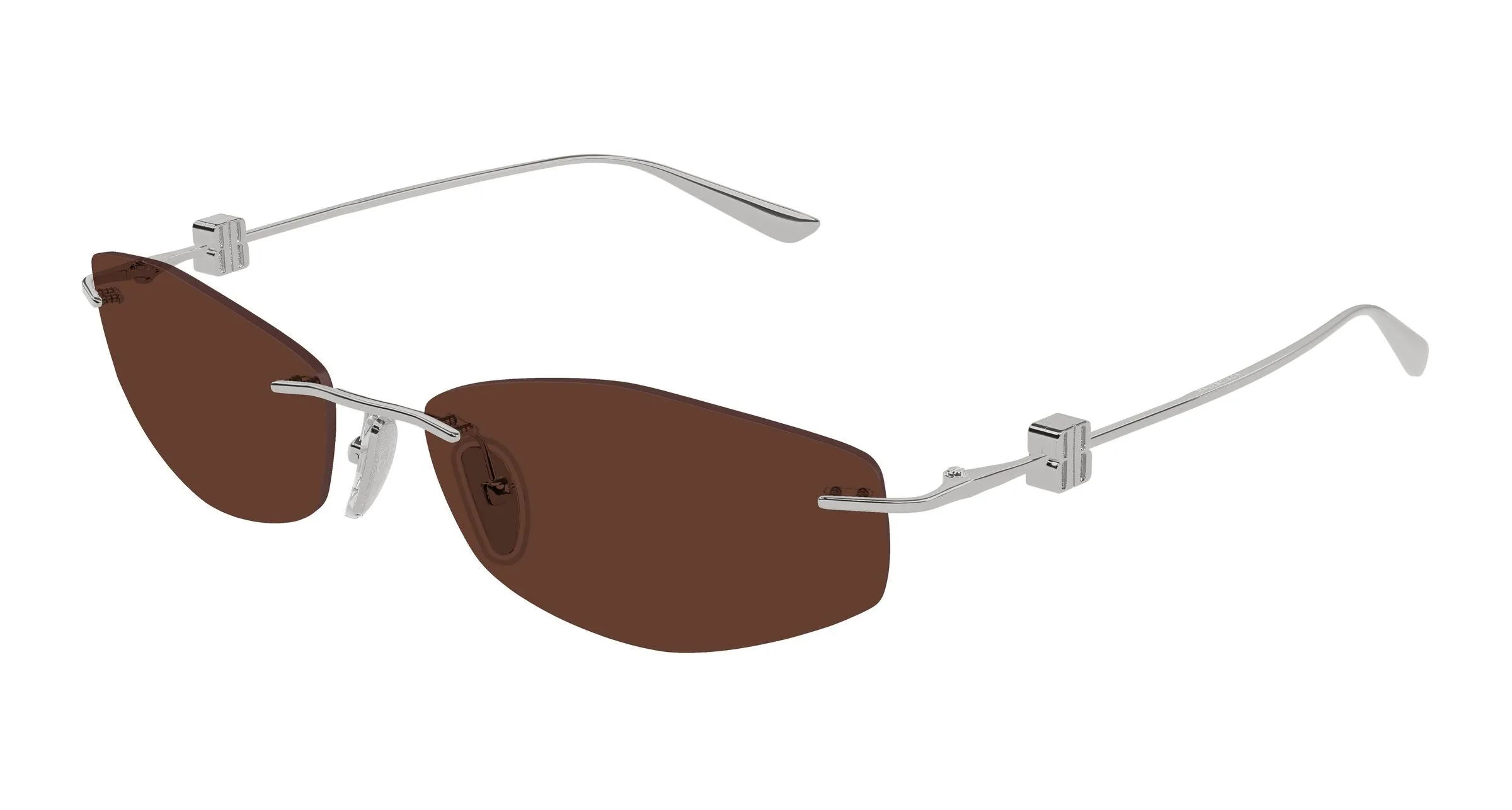 Balenciaga BB0535S 002 Occhiali da sole Metallo Rutenio Marrone Geometrica - immagine 1
