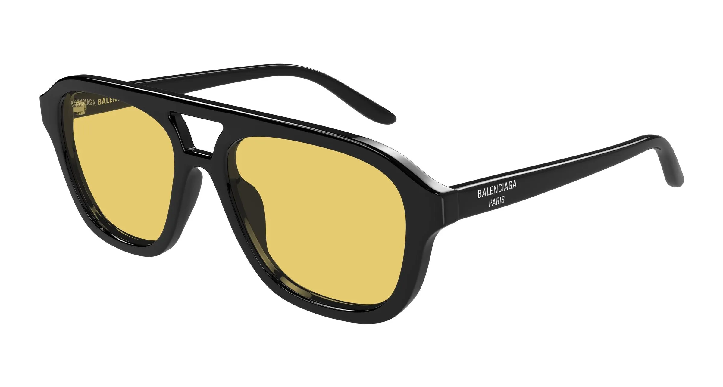 Balenciaga BB0525S 002 Occhiali da sole Acetato Nero Giallo Pilot - immagine 1