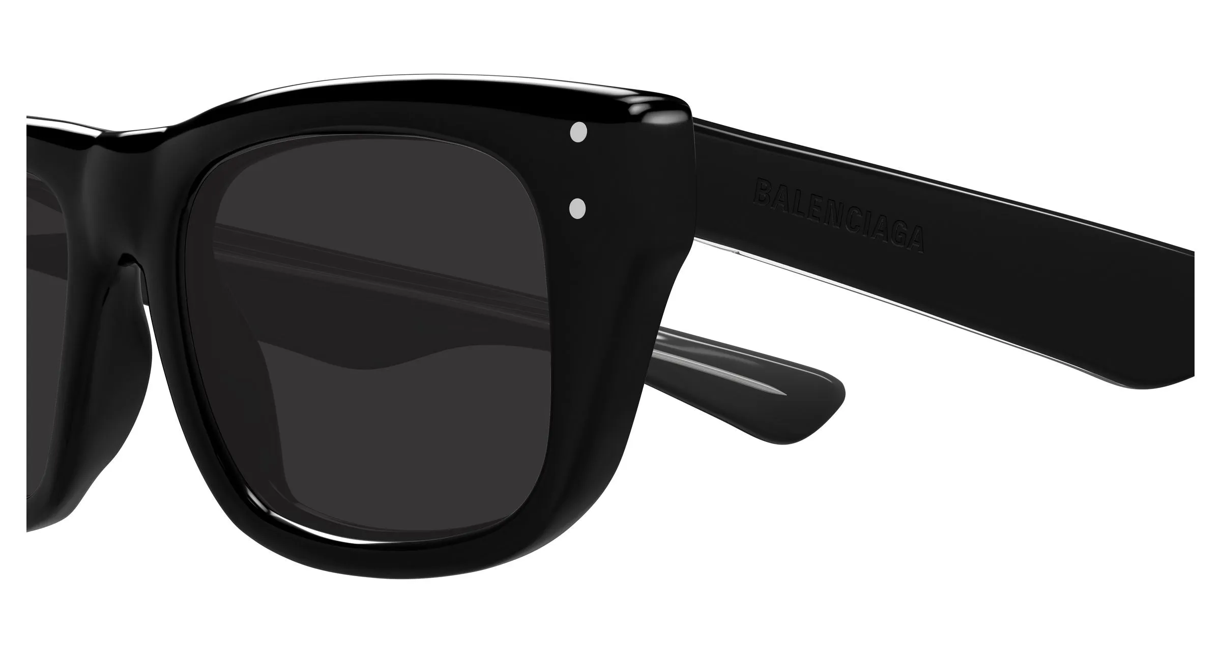Balenciaga BB0521S 001 Occhiali da sole Acetato Nero Grigio Squadrata - immagine 2