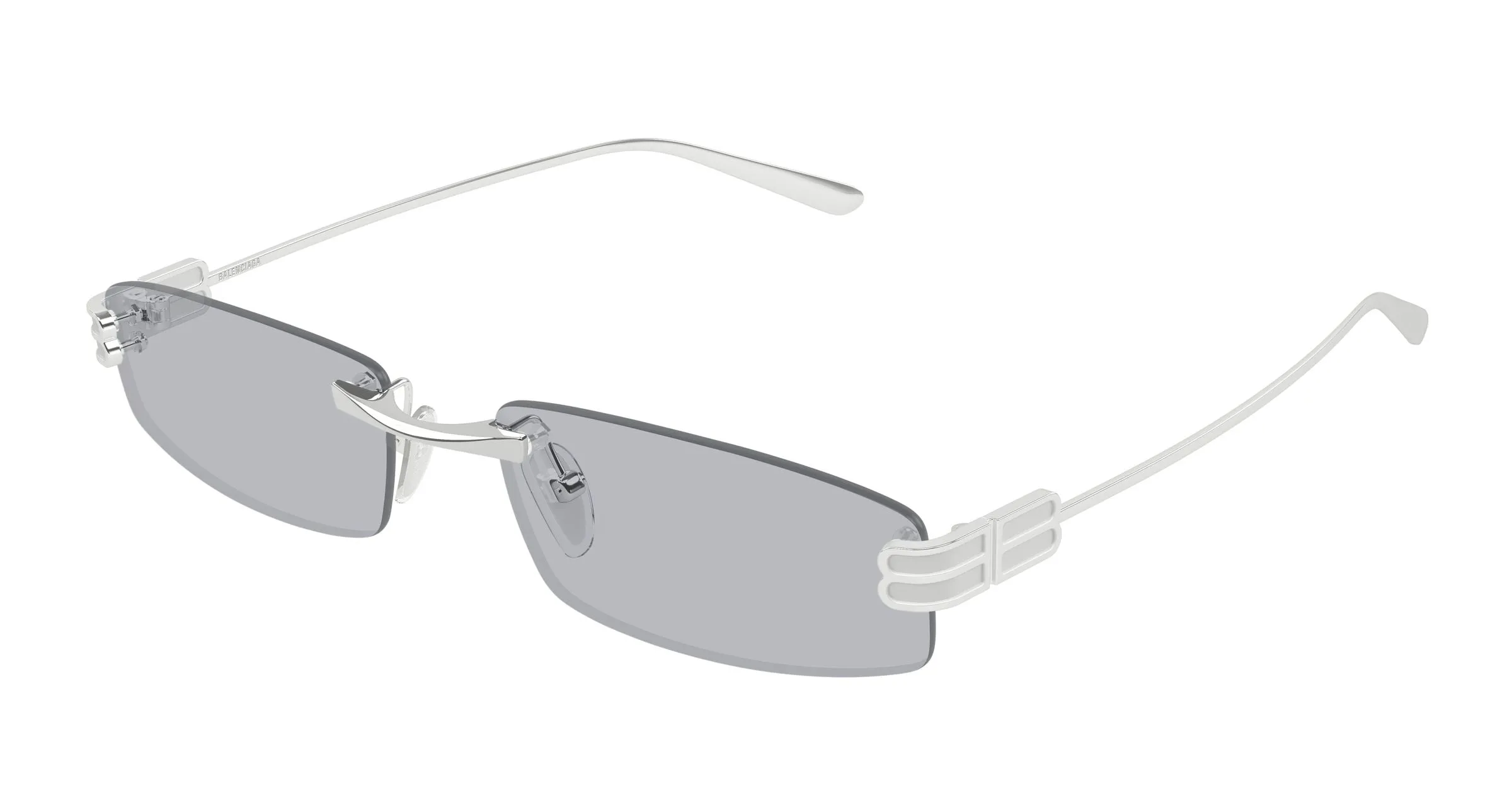 Balenciaga BB0488S 014 Occhiali da sole Metallo Argento Grigio Squadrata - immagine 1