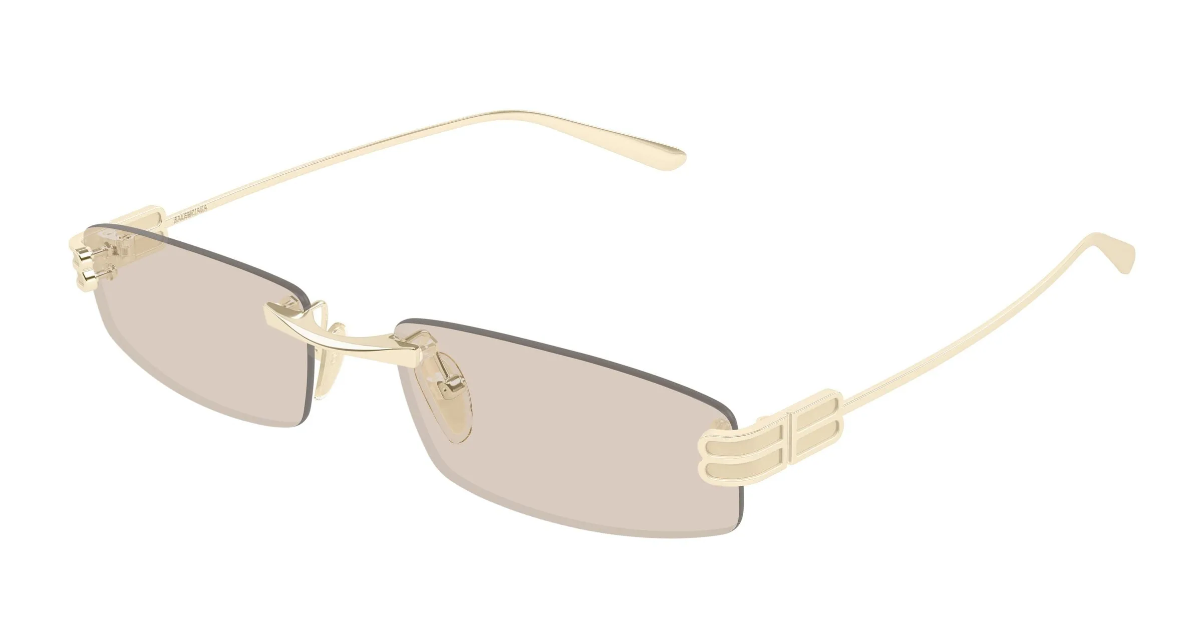 Balenciaga BB0488S 012 Occhiali da sole Metallo Oro Marrone Squadrata - immagine 1