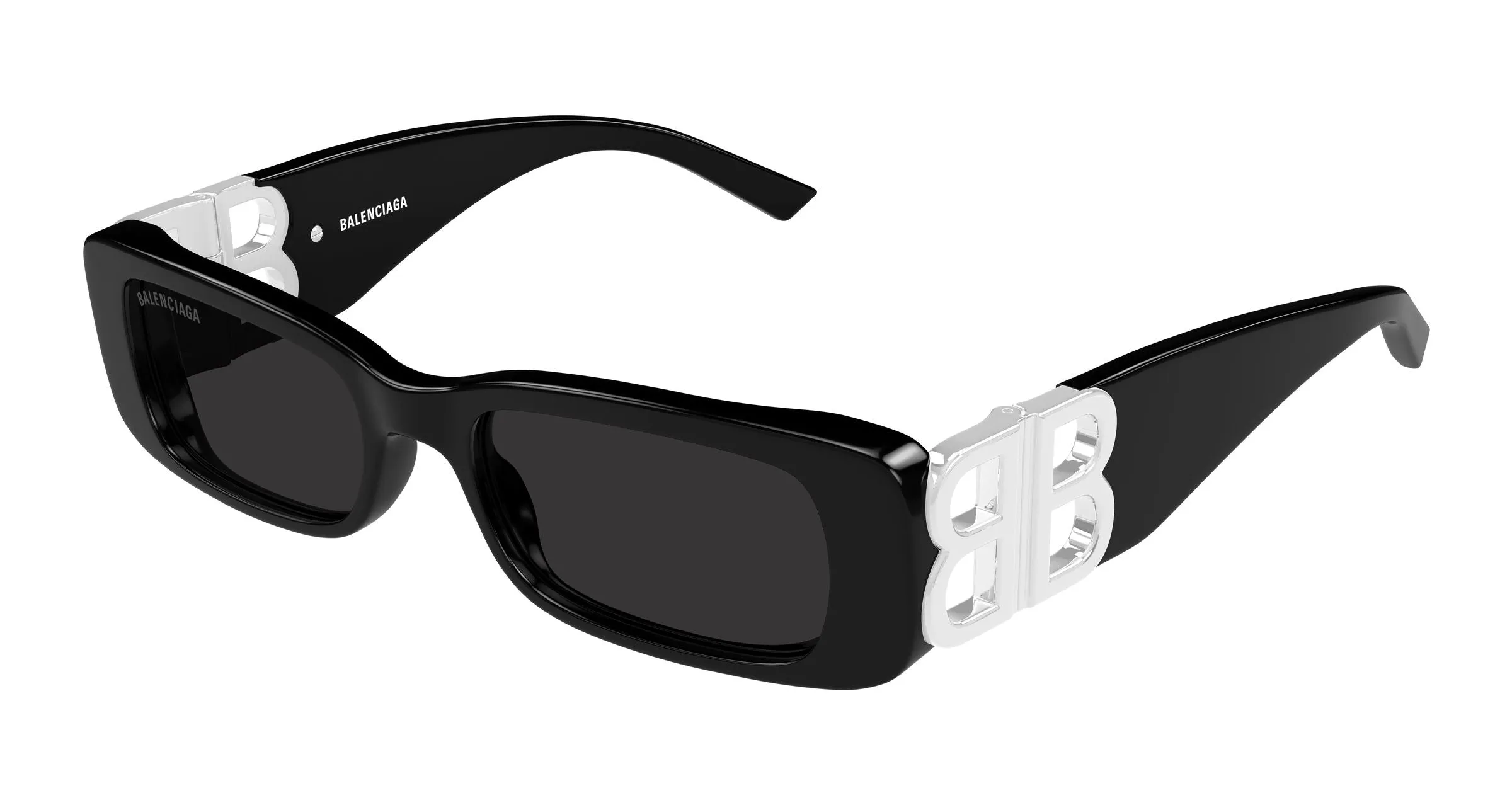 Balenciaga BB0096S 030 Occhiali da sole Acetato Nero Grigio Squadrata - immagine 1