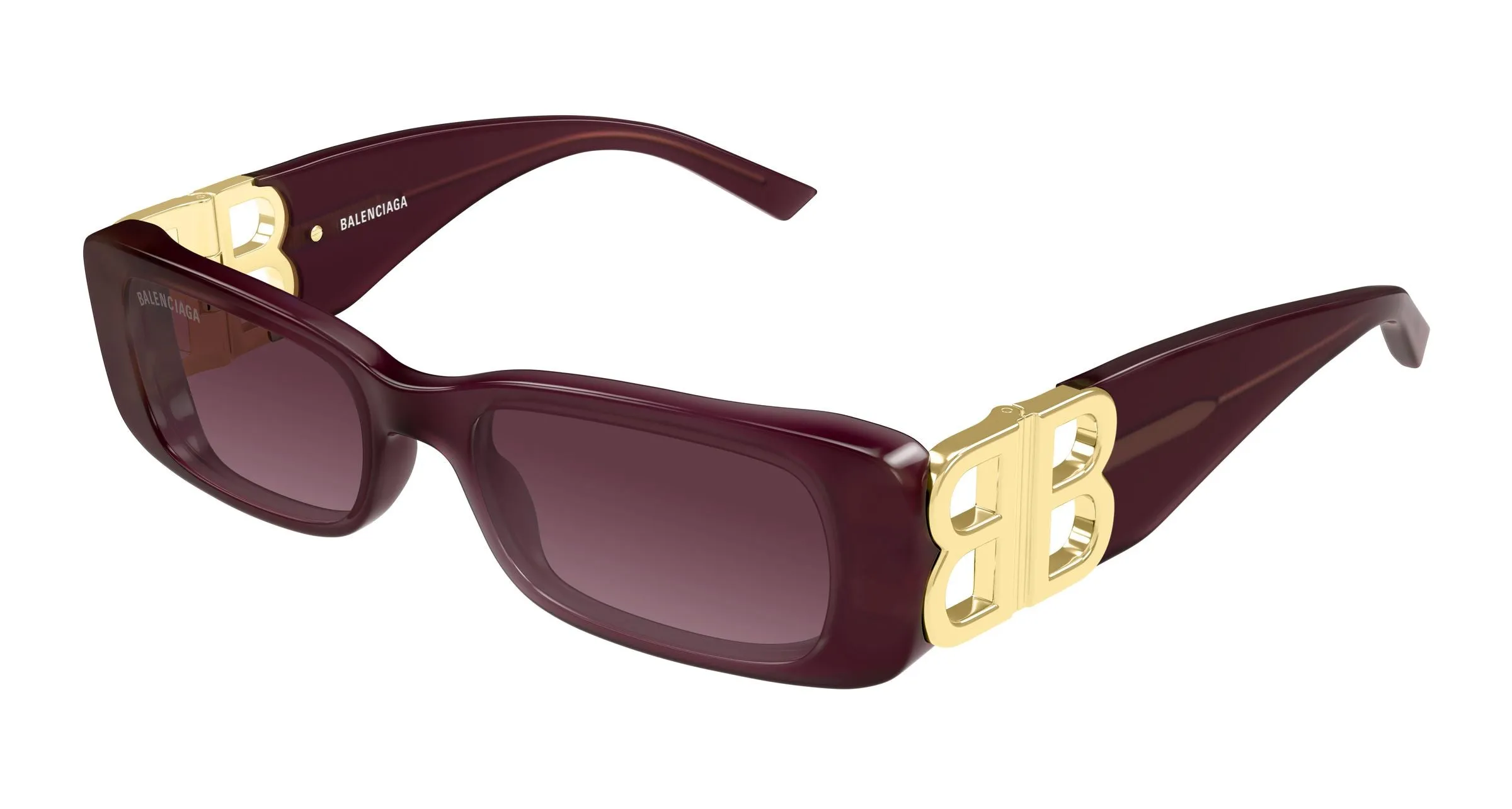 Balenciaga BB0096S 028 Occhiali da sole Acetato Bordeaux Viola Squadrata Sfumato - immagine 1