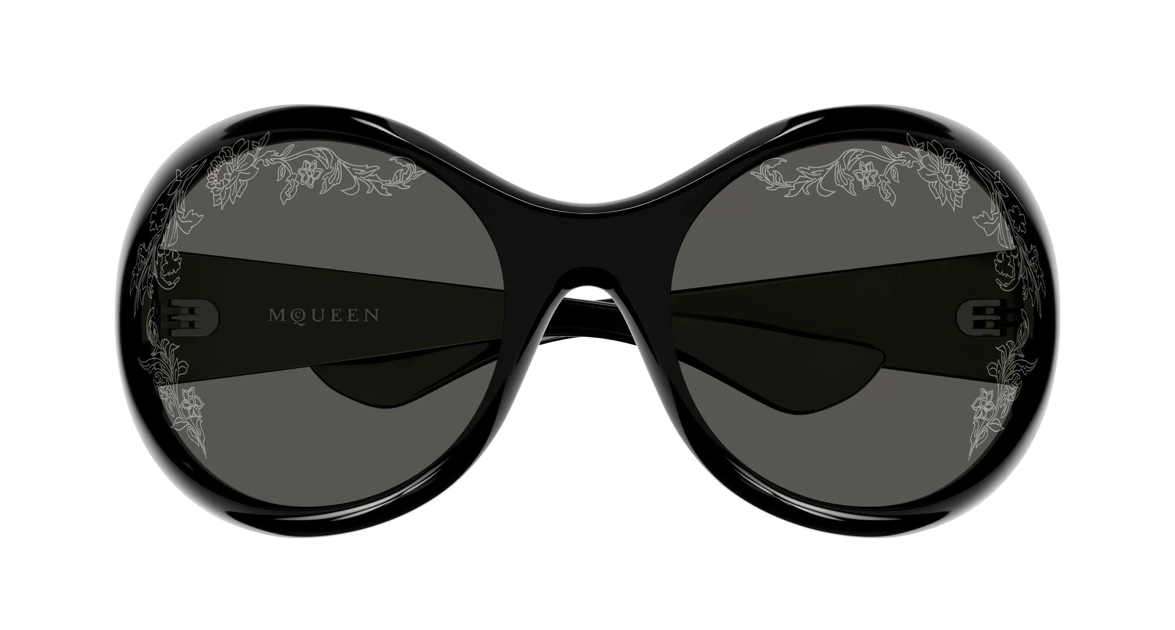 Alexander McQueen AM0592S 005 Occhiali da sole Bio-iniettato Nero Grigio Rotonda - immagine 2