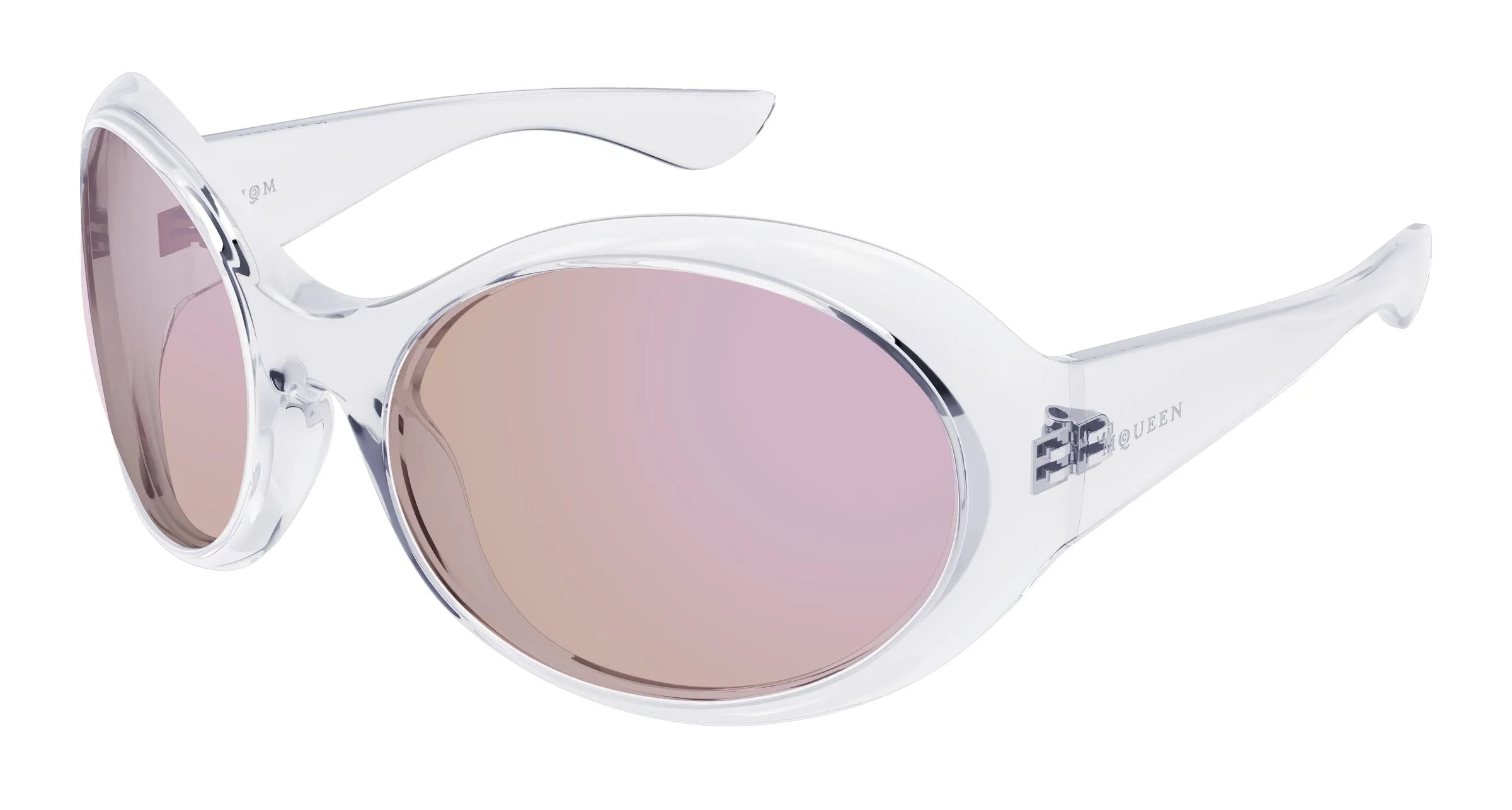 Alexander McQueen AM0592S 004 Occhiali da sole Bio-iniettato Cristallo Rosa Rotonda Specchiato - immagine 1