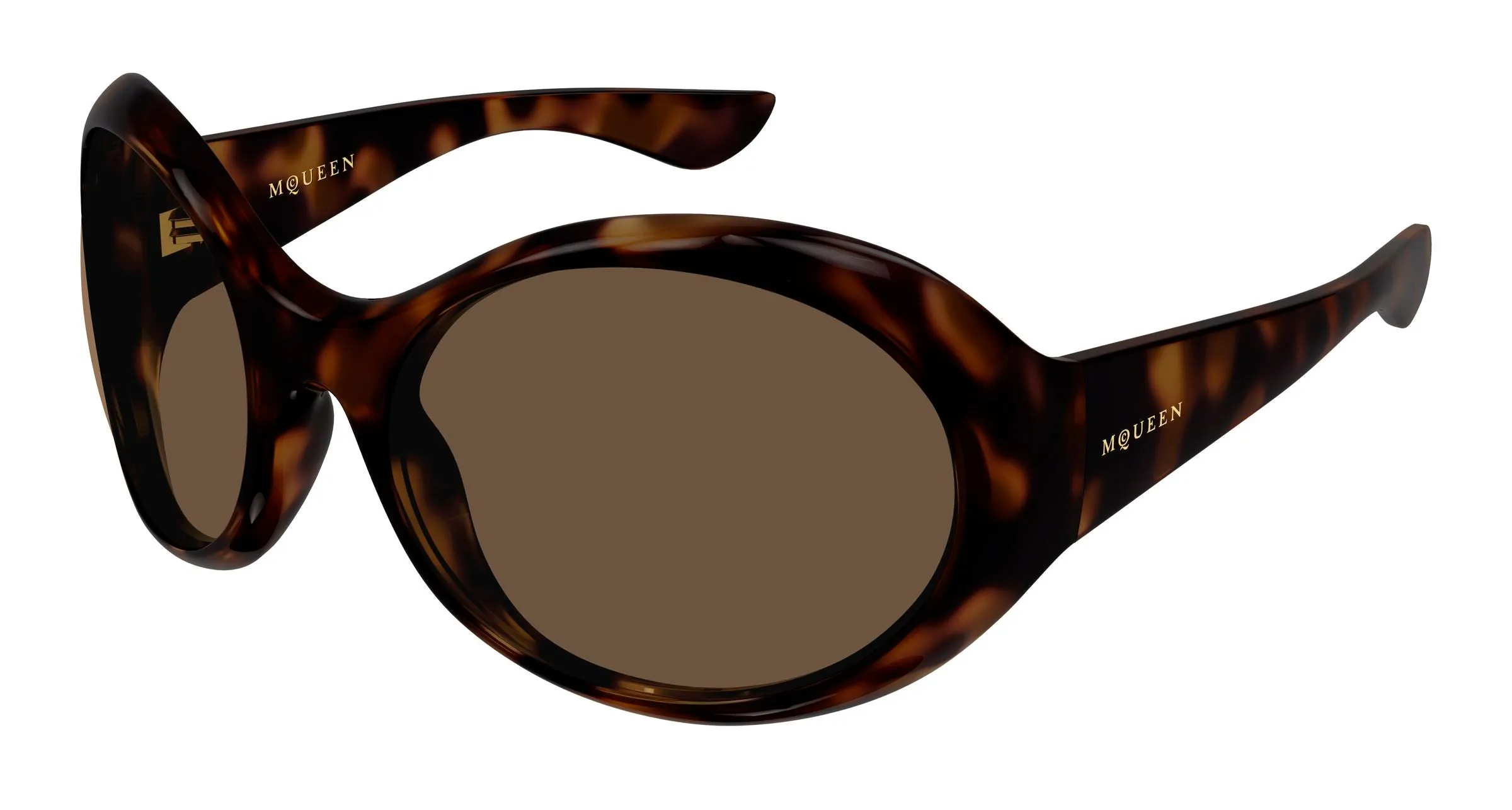 Alexander McQueen AM0592S 002 Occhiali da sole Bio-iniettato Havana Marrone Rotonda - immagine 1