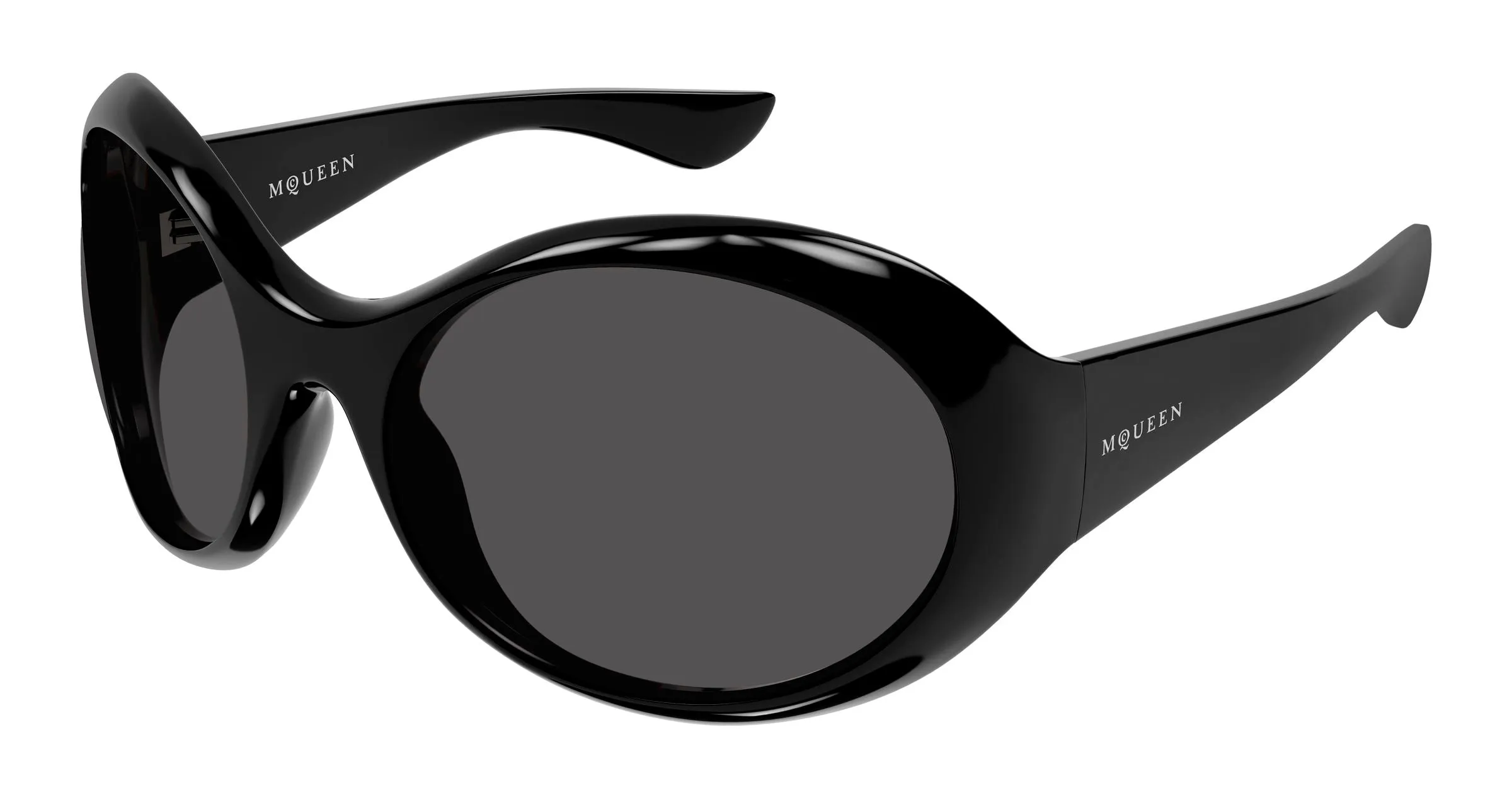 Alexander McQueen AM0592S 001 Occhiali da sole Bio-iniettato Nero Grigio Rotonda - immagine 1