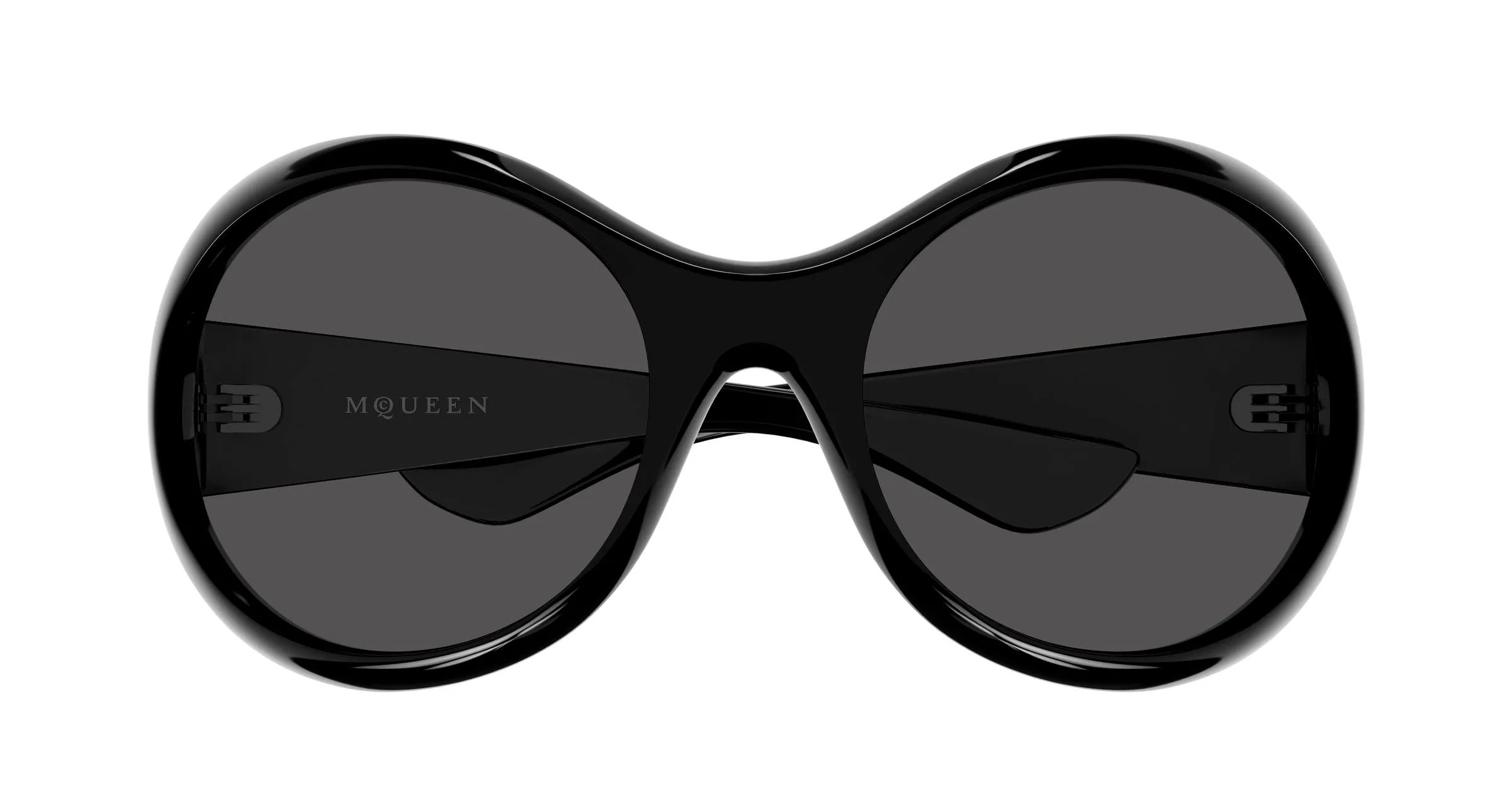Alexander McQueen AM0592S 001 Occhiali da sole Bio-iniettato Nero Grigio Rotonda - immagine 2