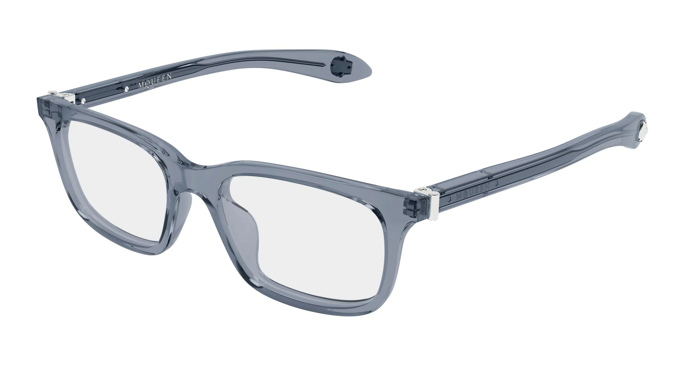 Alexander McQueen AM0587O 004 Montature da vista Acetato Grigio Trasparente Squadrata - immagine 1