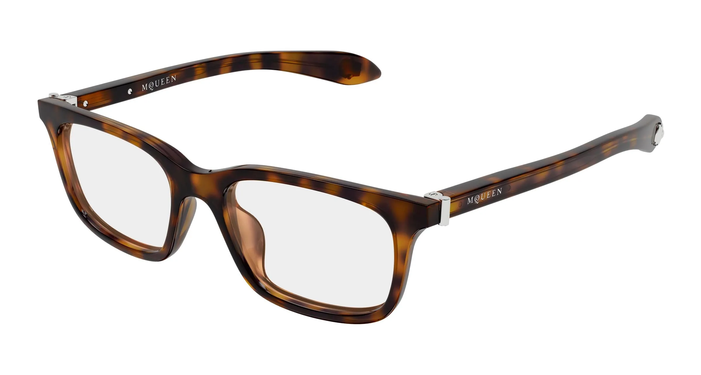 Alexander McQueen AM0587O 002 Montature da vista Acetato Havana Trasparente Squadrata - immagine 1