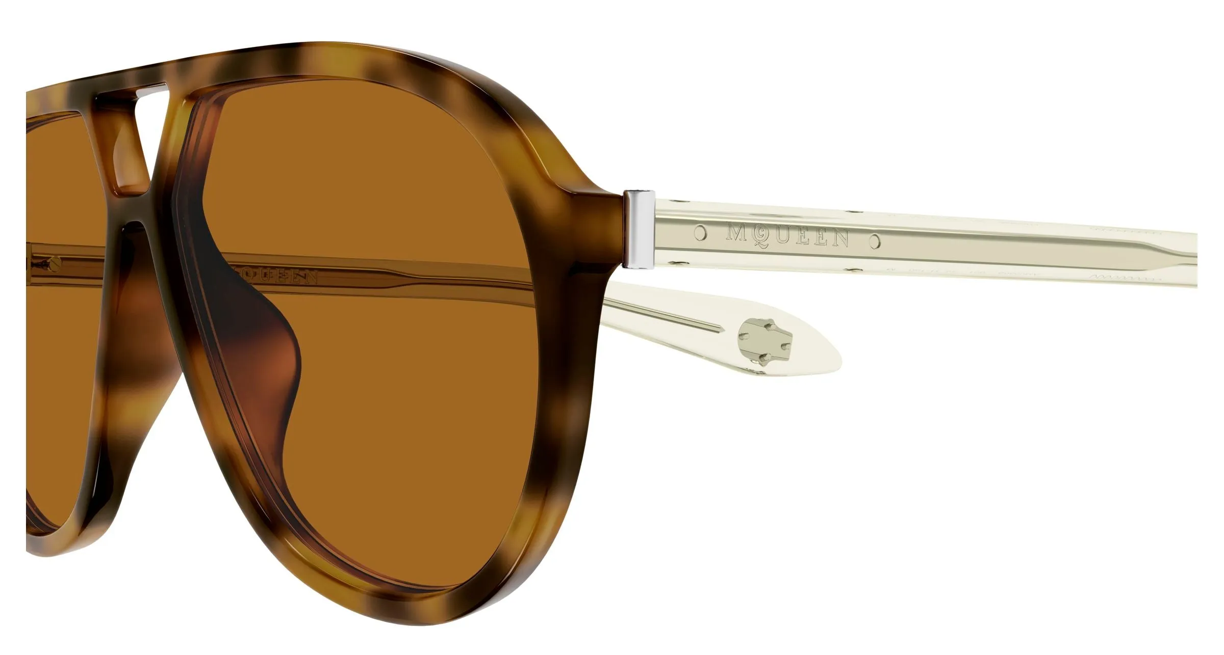 Alexander McQueen AM0586S 002 Occhiali da sole Acetato Havana Marrone Pilot - immagine 4