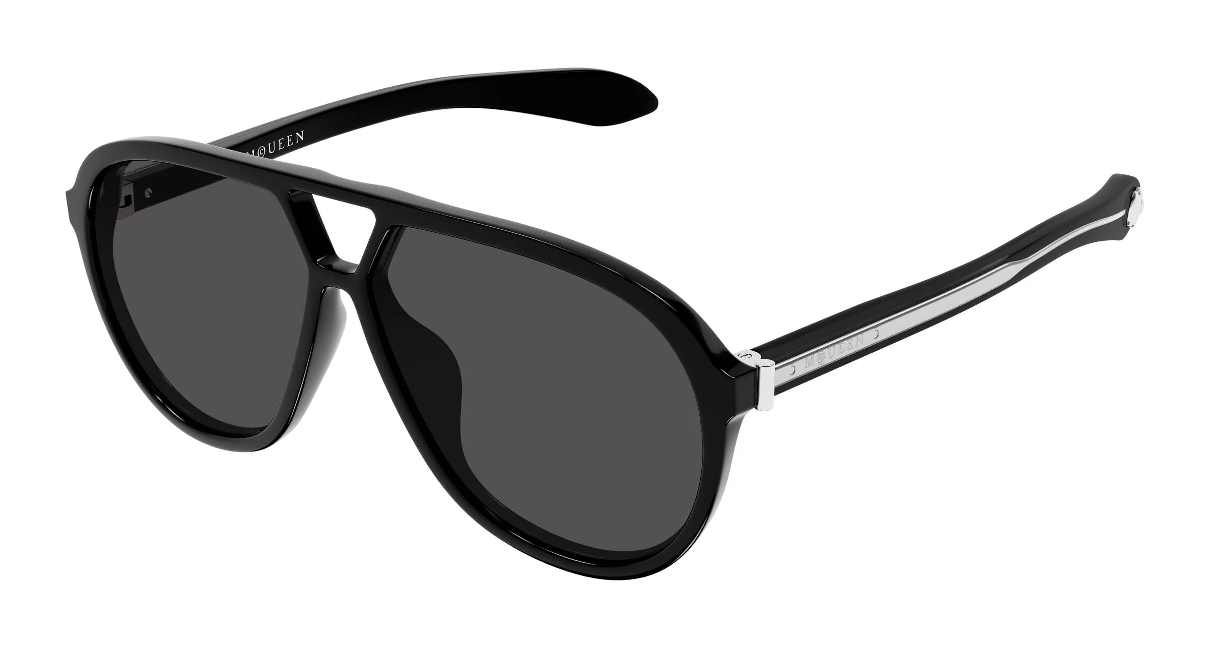 Alexander McQueen AM0586S 001 Occhiali da sole Acetato Nero Grigio Pilot - immagine 1