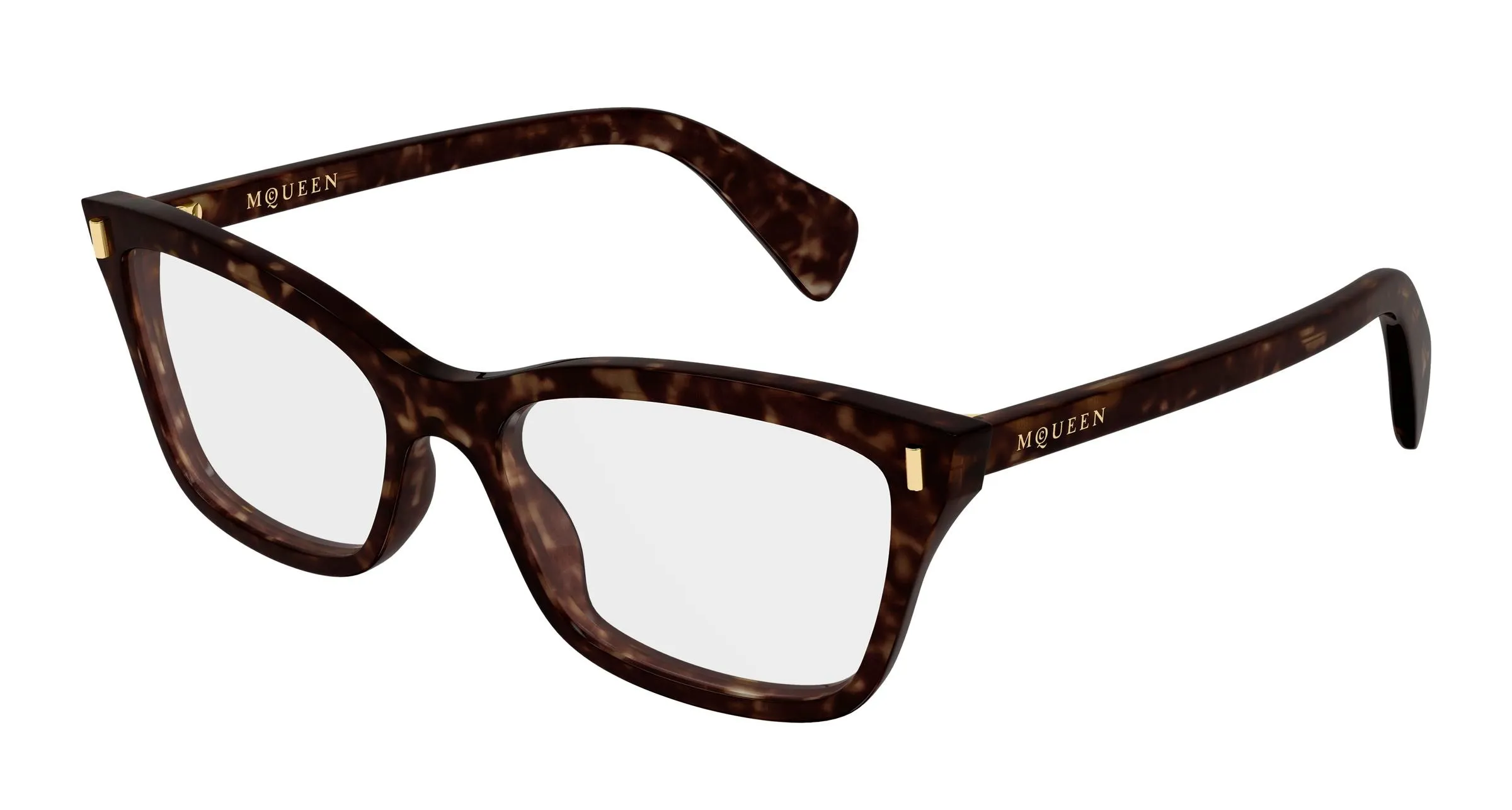 Alexander McQueen AM0584O 006 Montature da vista Acetato Havana Trasparente Cat Eye - immagine 1