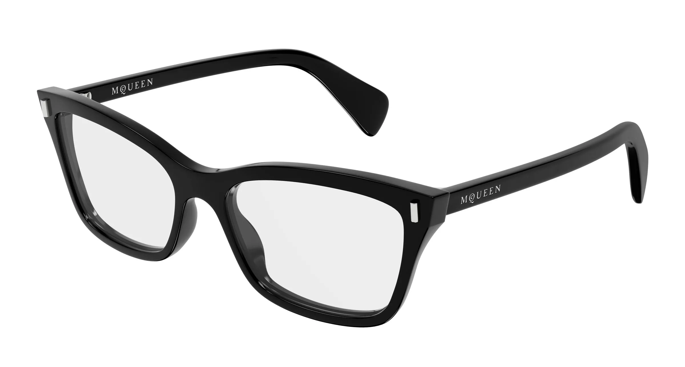 Alexander McQueen AM0584O 005 Montature da vista Acetato Nero Trasparente Cat Eye - immagine 1
