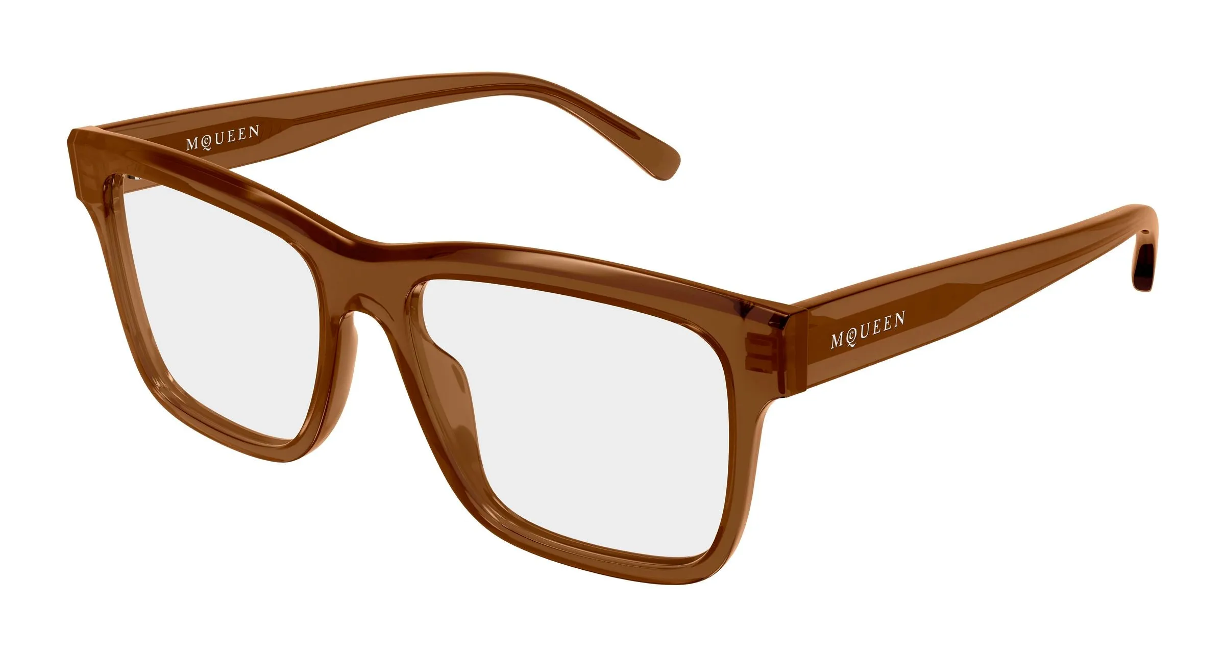 Alexander McQueen AM0582O 004 Montature da vista Acetato Marrone Trasparente Squadrata - immagine 1