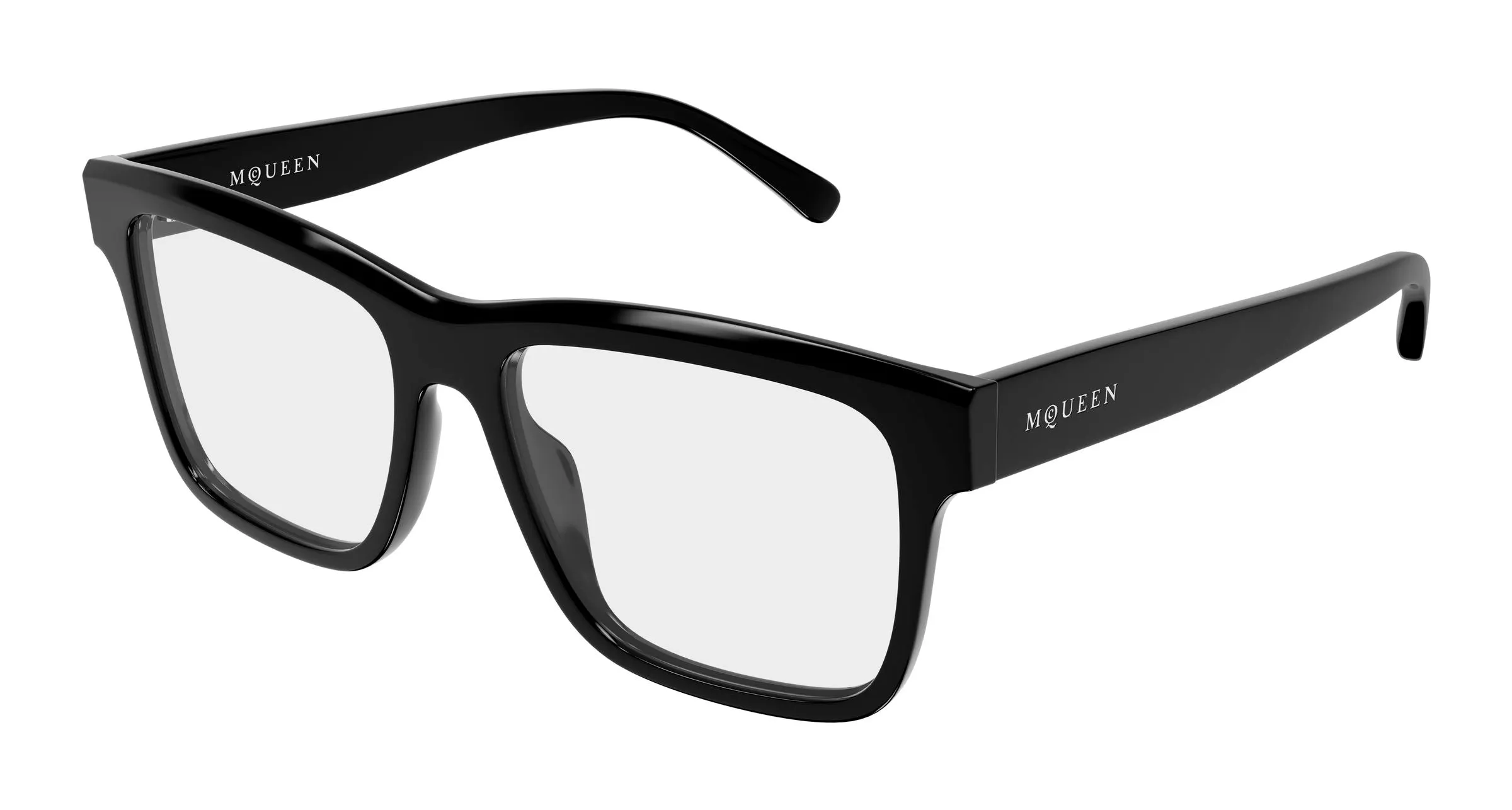 Alexander McQueen AM0582O 001 Montature da vista Acetato Nero Trasparente Squadrata - immagine 1