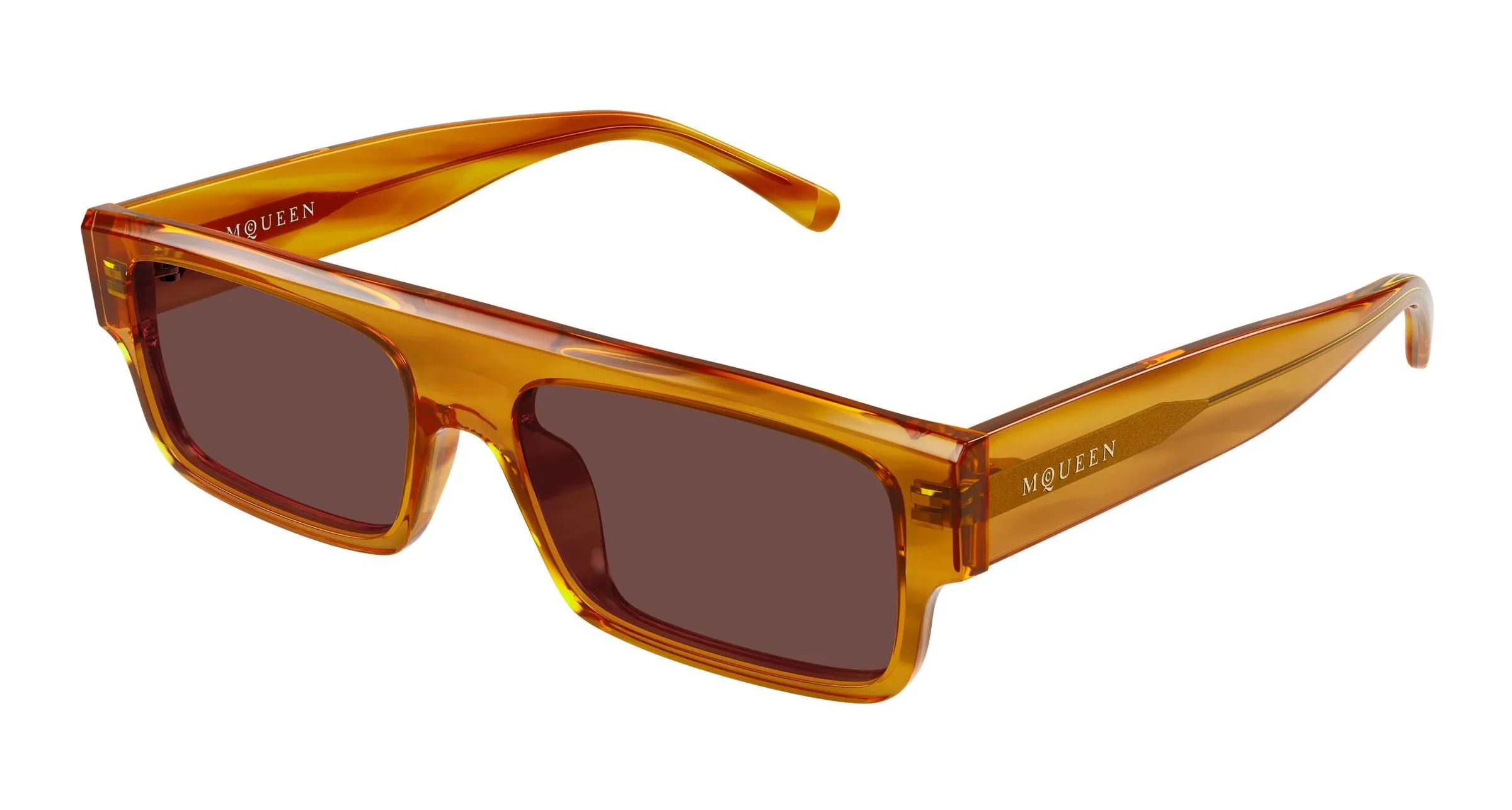 Alexander McQueen AM0580S 003 Occhiali da sole Acetato Havana Marrone Squadrata - immagine 1