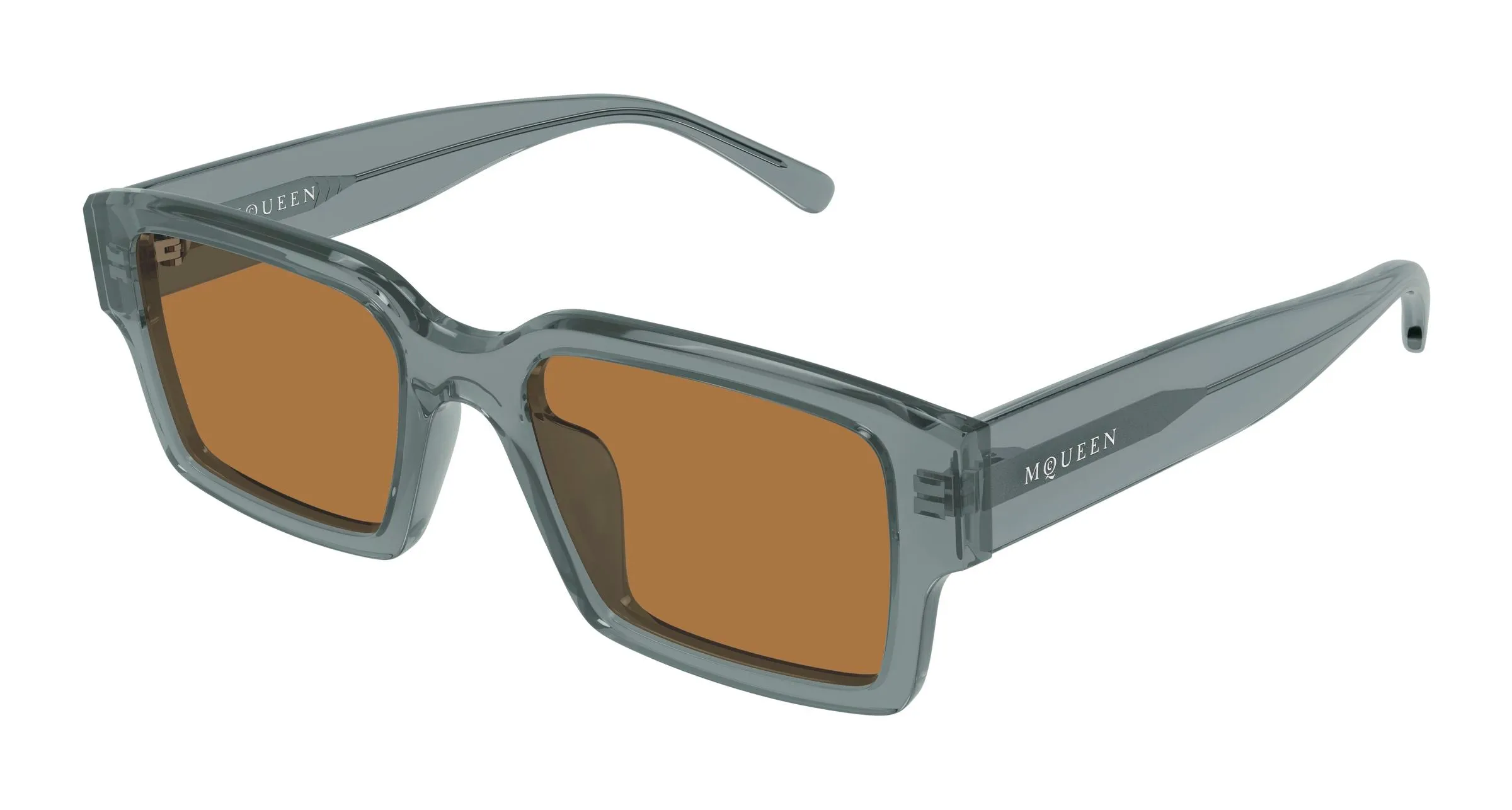 Alexander McQueen AM0579S 004 Occhiali da sole Acetato Verde Marrone Squadrata - immagine 1