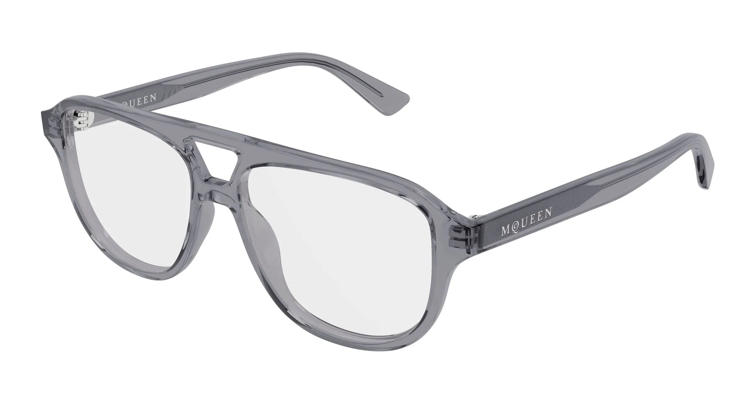 Alexander McQueen AM0574O 005 Montature da vista Acetato Grigio Trasparente Pilot - immagine 1
