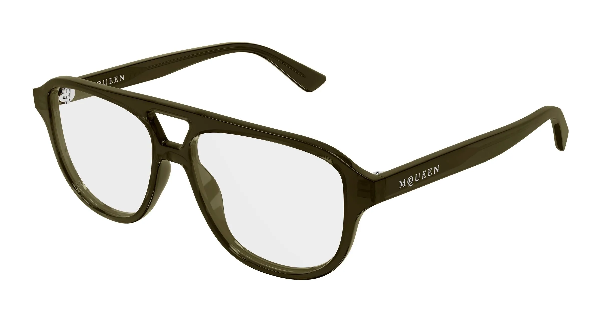 Alexander McQueen AM0574O 004 Montature da vista Acetato Verde Trasparente Pilot - immagine 1