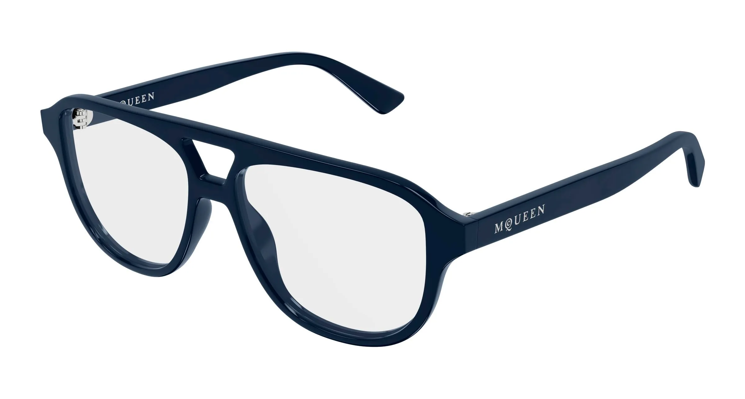 Alexander McQueen AM0574O 003 Montature da vista Acetato Blu Trasparente Pilot - immagine 1