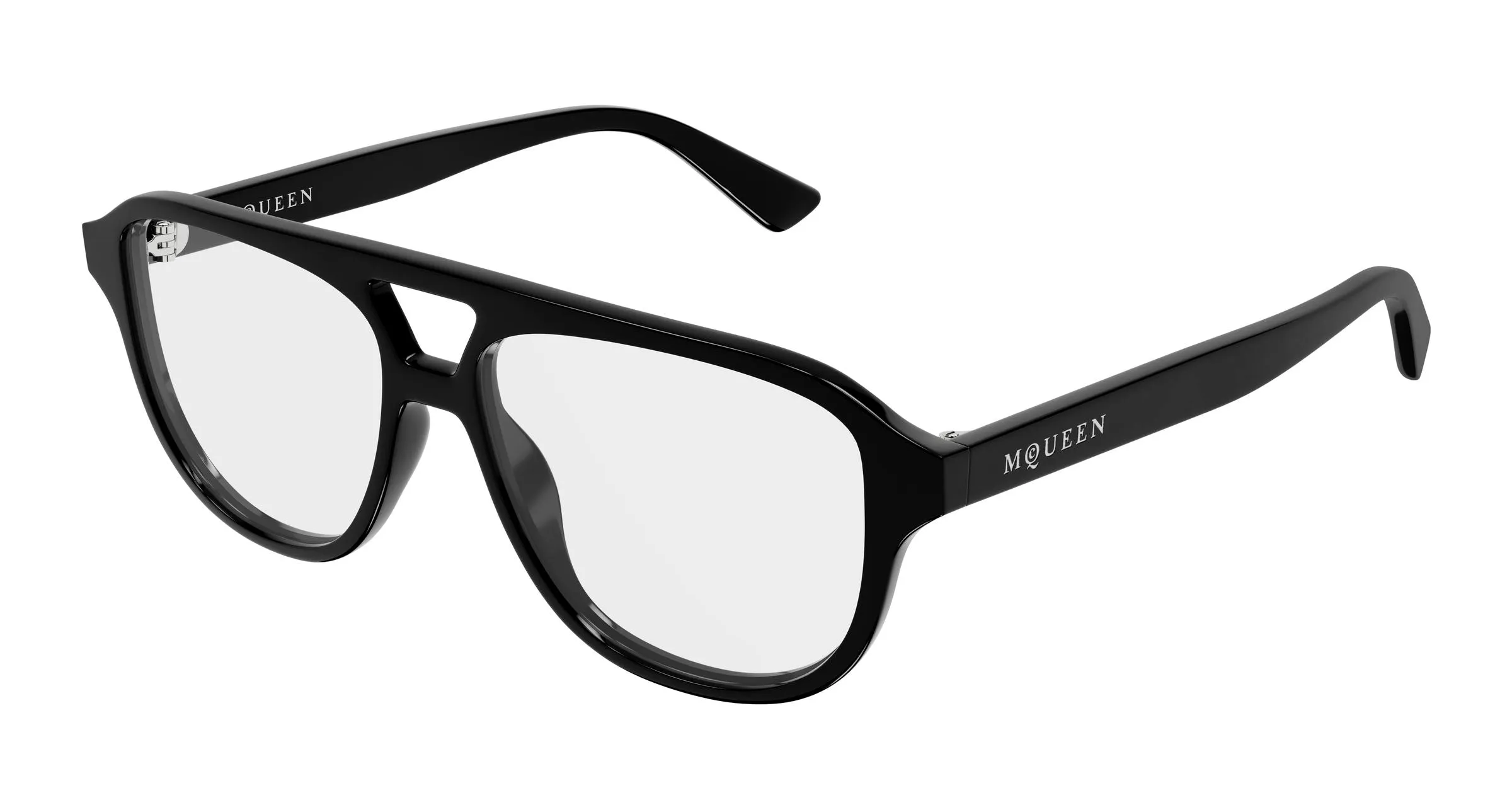 Alexander McQueen AM0574O 001 Montature da vista Acetato Nero Trasparente Pilot - immagine 1