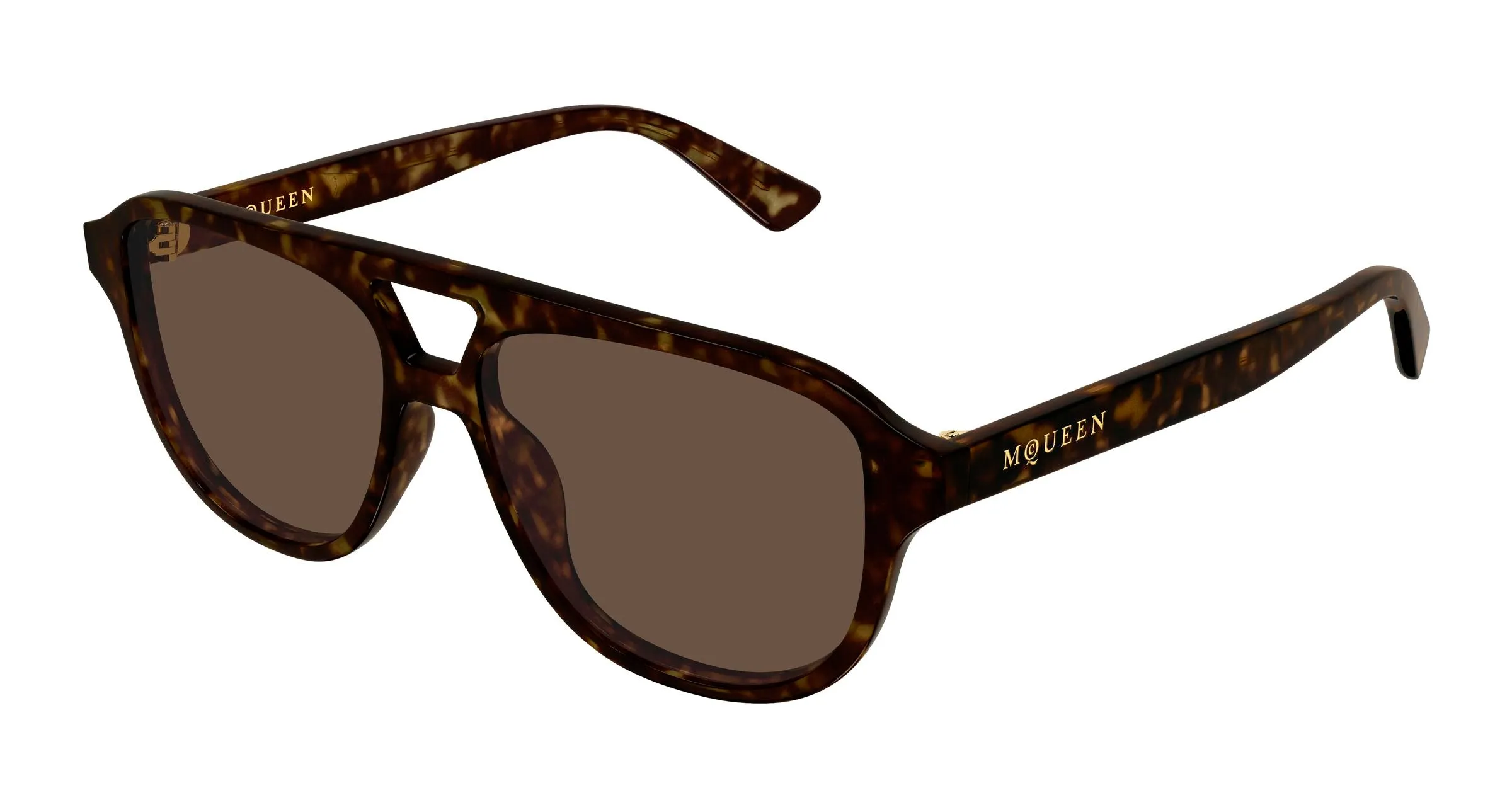 Alexander McQueen AM0573S 002 Occhiali da sole Acetato Havana Marrone Pilot - immagine 1
