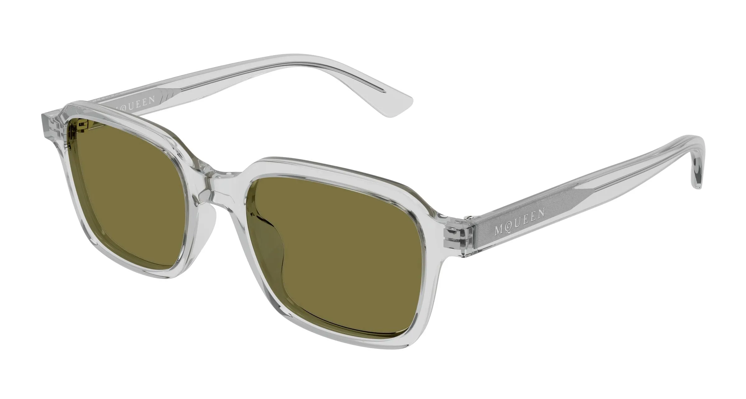 Alexander McQueen AM0571S 004 Occhiali da sole Acetato Grigio Verde Squadrata - immagine 1