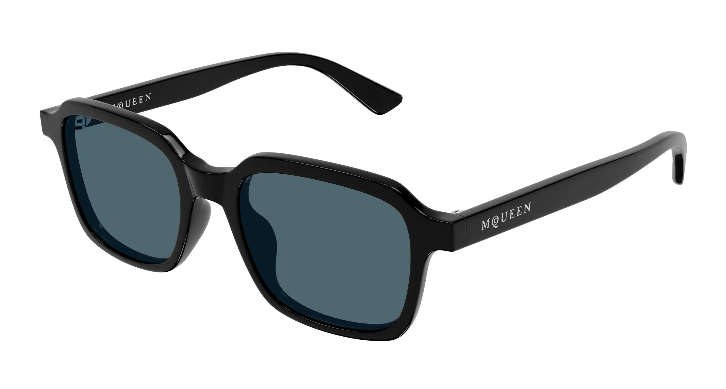 Alexander McQueen AM0571S 003 Occhiali da sole Acetato Nero Blu Squadrata - immagine 1