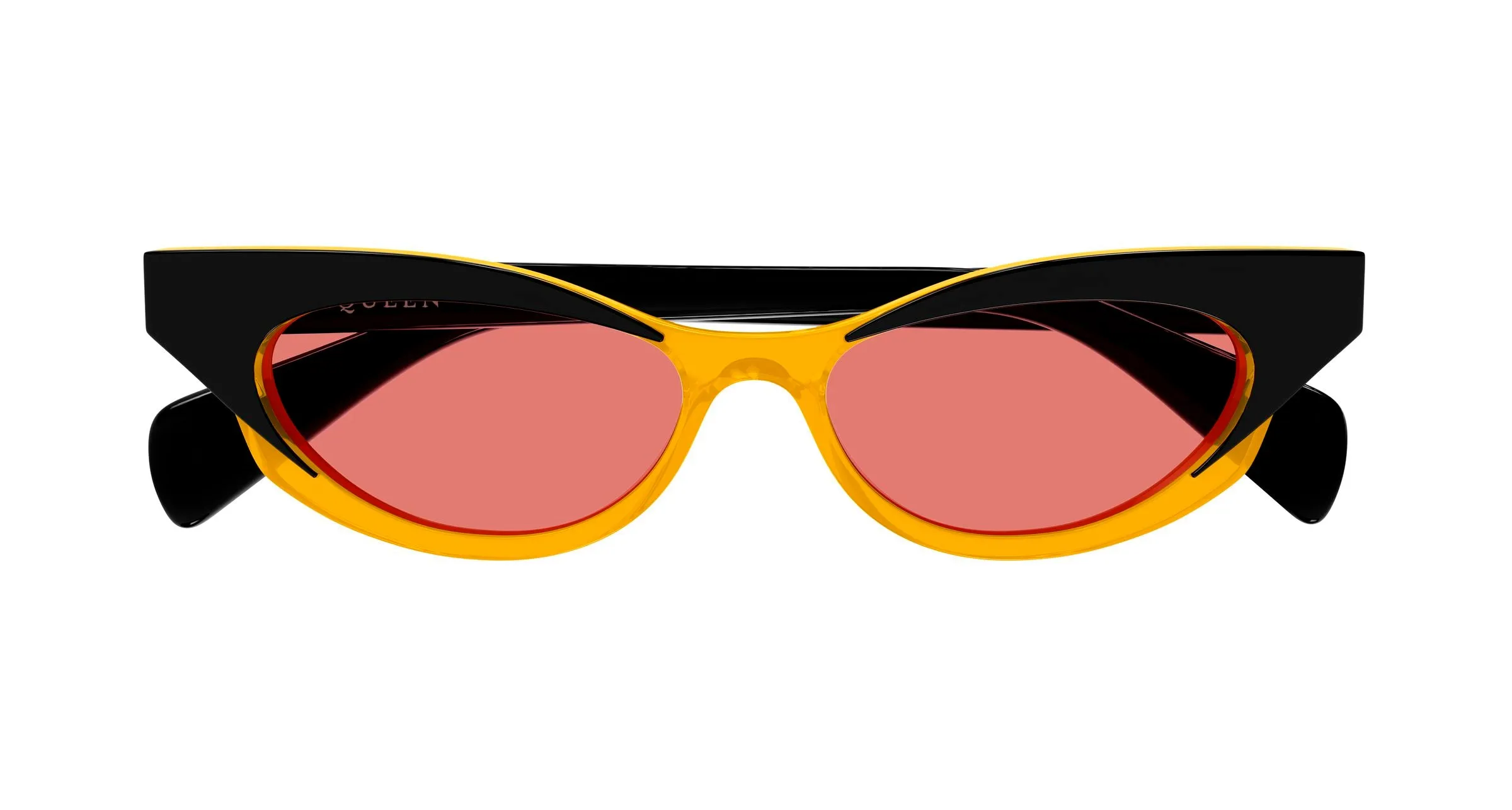 Alexander McQueen AM0544S 005 Occhiali da sole Acetato Nero Rosso Cat Eye - immagine 2